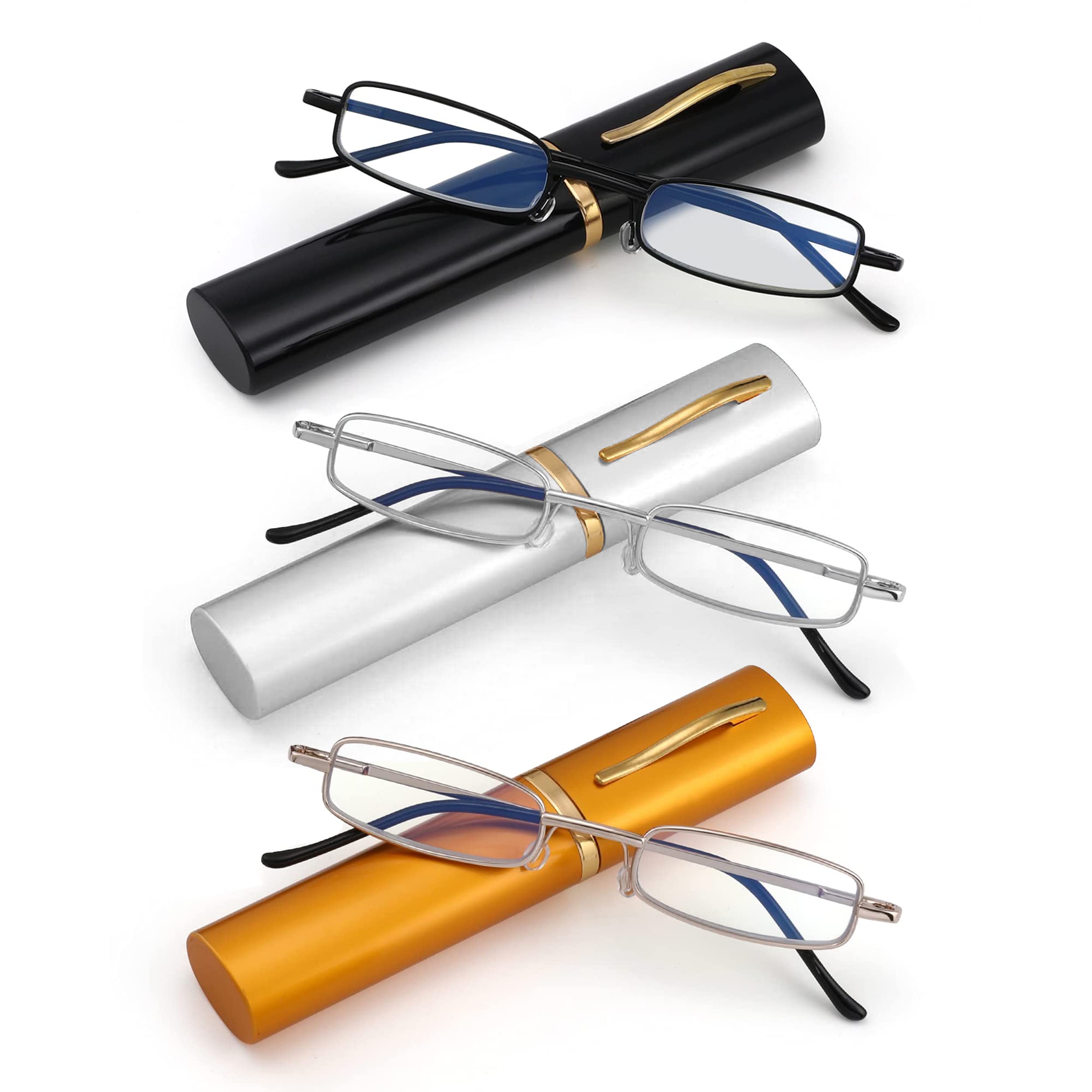 Slim Pen Reading Glasses - Lightweight Pocket Readers with Pen Clip & Blue Light Protection | Perfect for Reading, Office Work, and Travel
