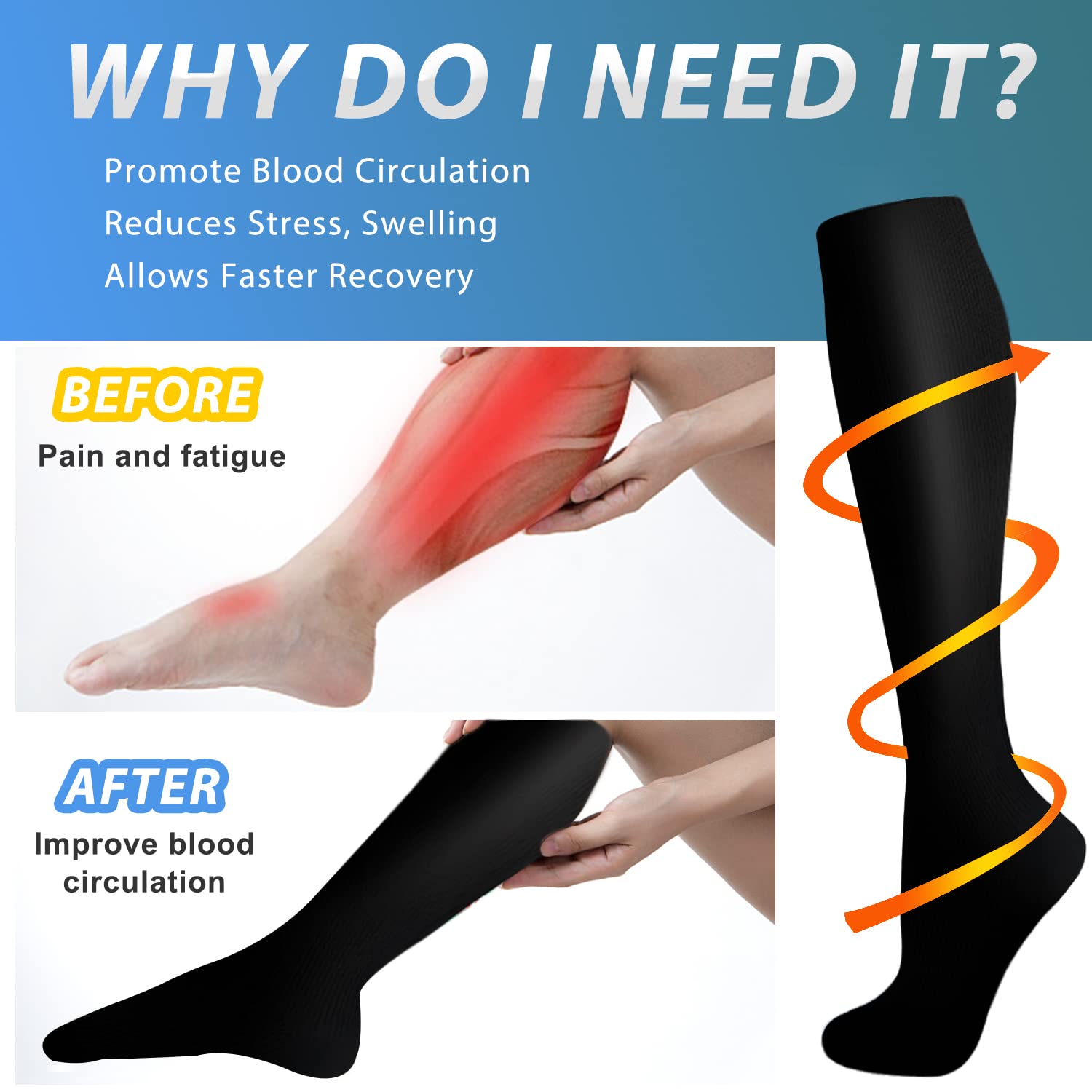 Aoliks Medical Compression Socks for Women & Men - Knee High Support Socks for Running, Nurses, Travel, Varicose Veins Relief - Perfect for Athletic Performance, Long Work Shifts & Airplane Flights