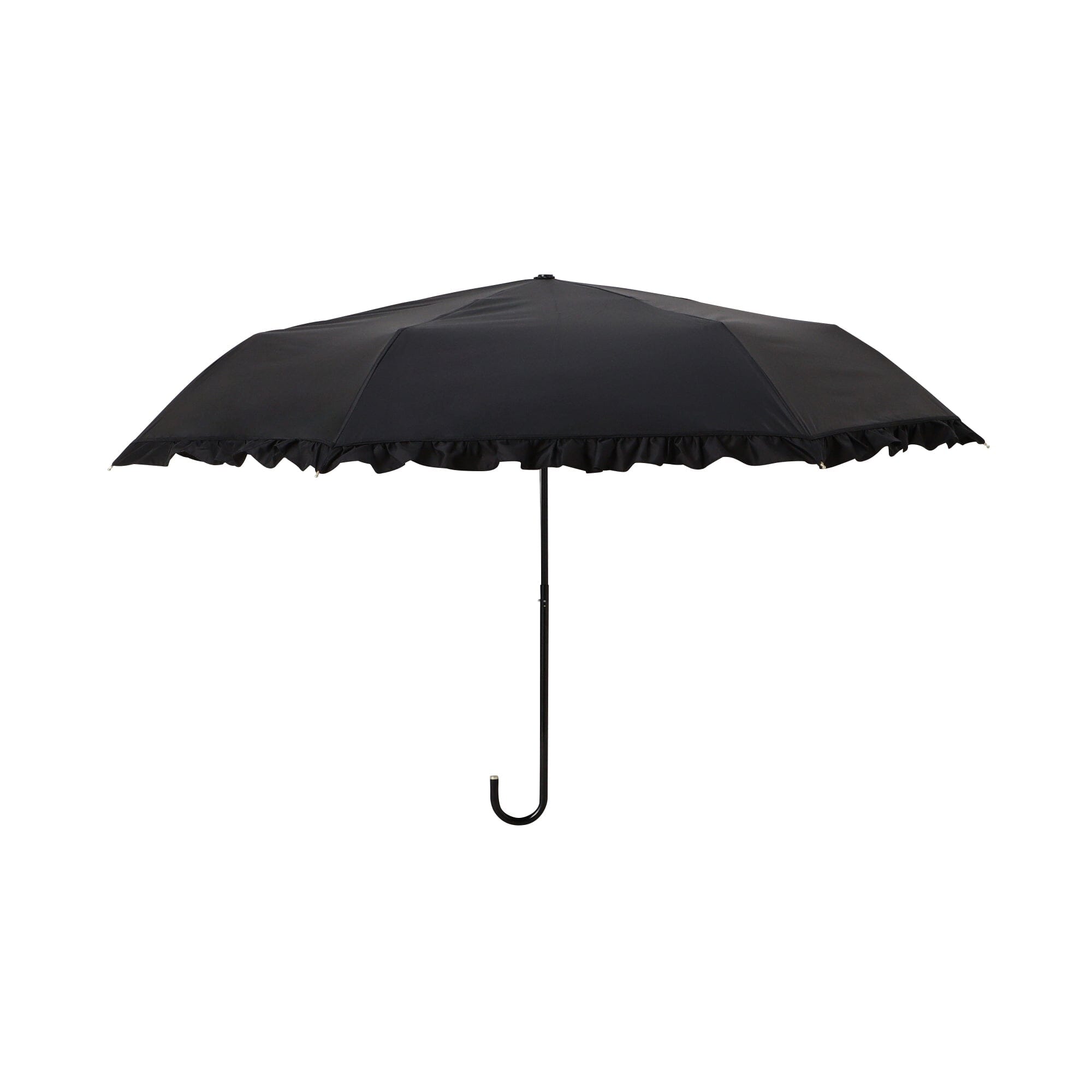 Classic Blackout Frill Folding Umbrella - 50cm Compact Windproof Travel Umbrella for Women & Men - Perfect for Rainy Days, Commuting, and Outdoor Events