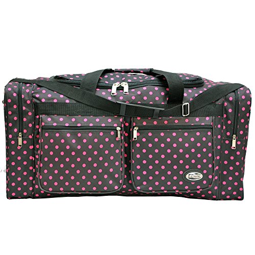 E Z Tote Polka Dots Duffle Bag - Large 30 Inch Gym Bag, Travel Duffel Bag with 4 Color Options (Black/Pink Dots) - Perfect for Workouts, Weekend Trips & Sports Gear Storage