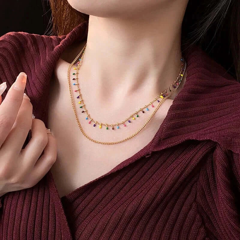 Stylish Titanium Multi-Strand Beaded Necklace for Women | HN3042 | Elegant Layered Jewelry for Parties, Weddings & Everyday Wear