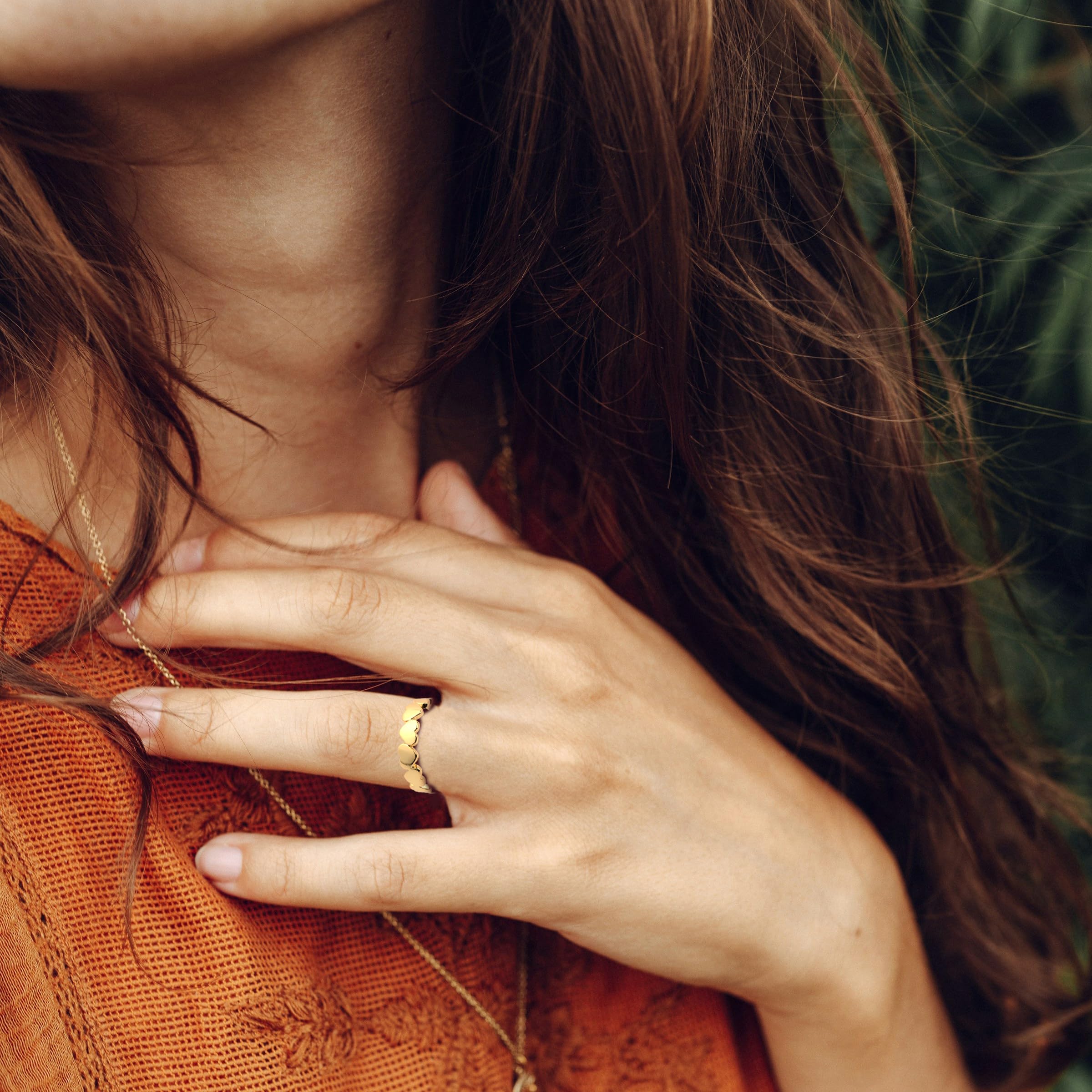 14K Gold Plated Heart Stackable Rings for Women - Dainty Minimalist Love Rings | Comfortable & Meaningful Jewelry Gift for Anniversary, Valentine's Day & Everyday Wear