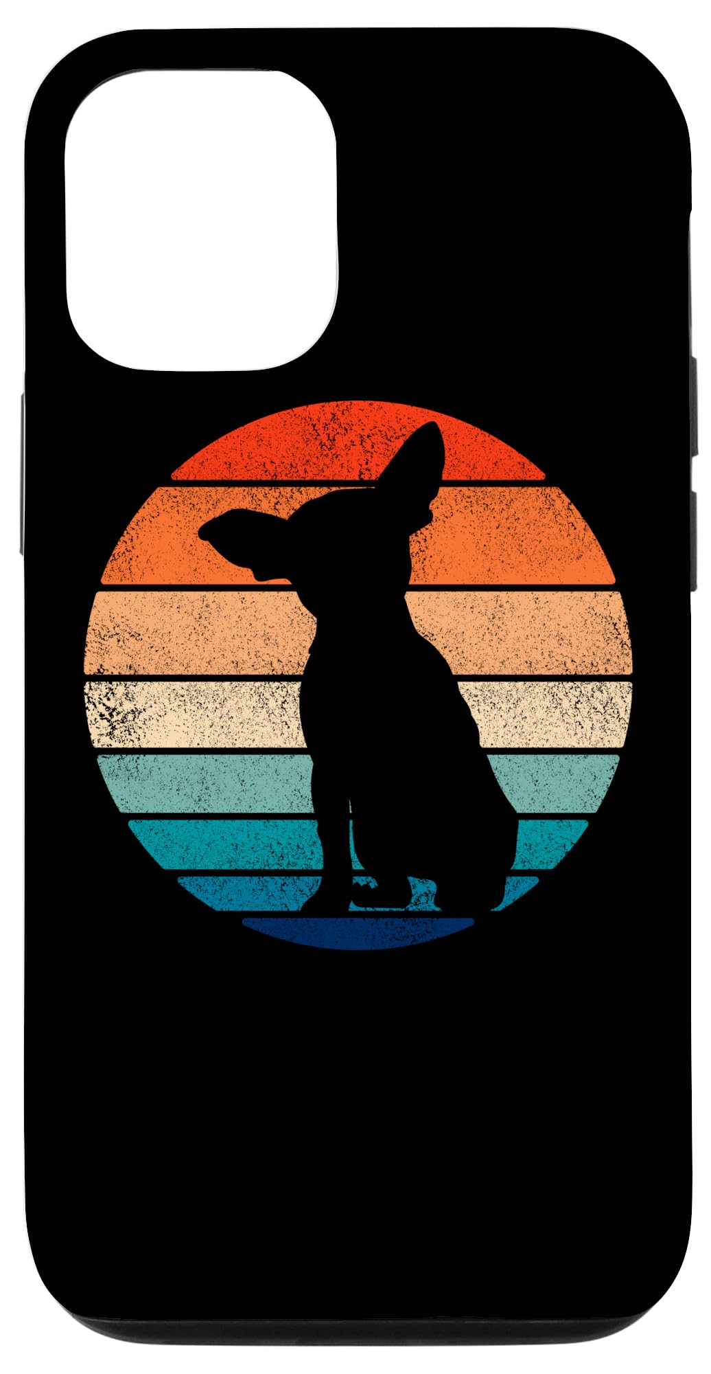 Vintage 60s 70s Retro Chihuahua Dog Silhouette Phone Case for iPhone 12/12 Pro - Trendy Protective Cover for Everyday Use, Travel & Gift Giving