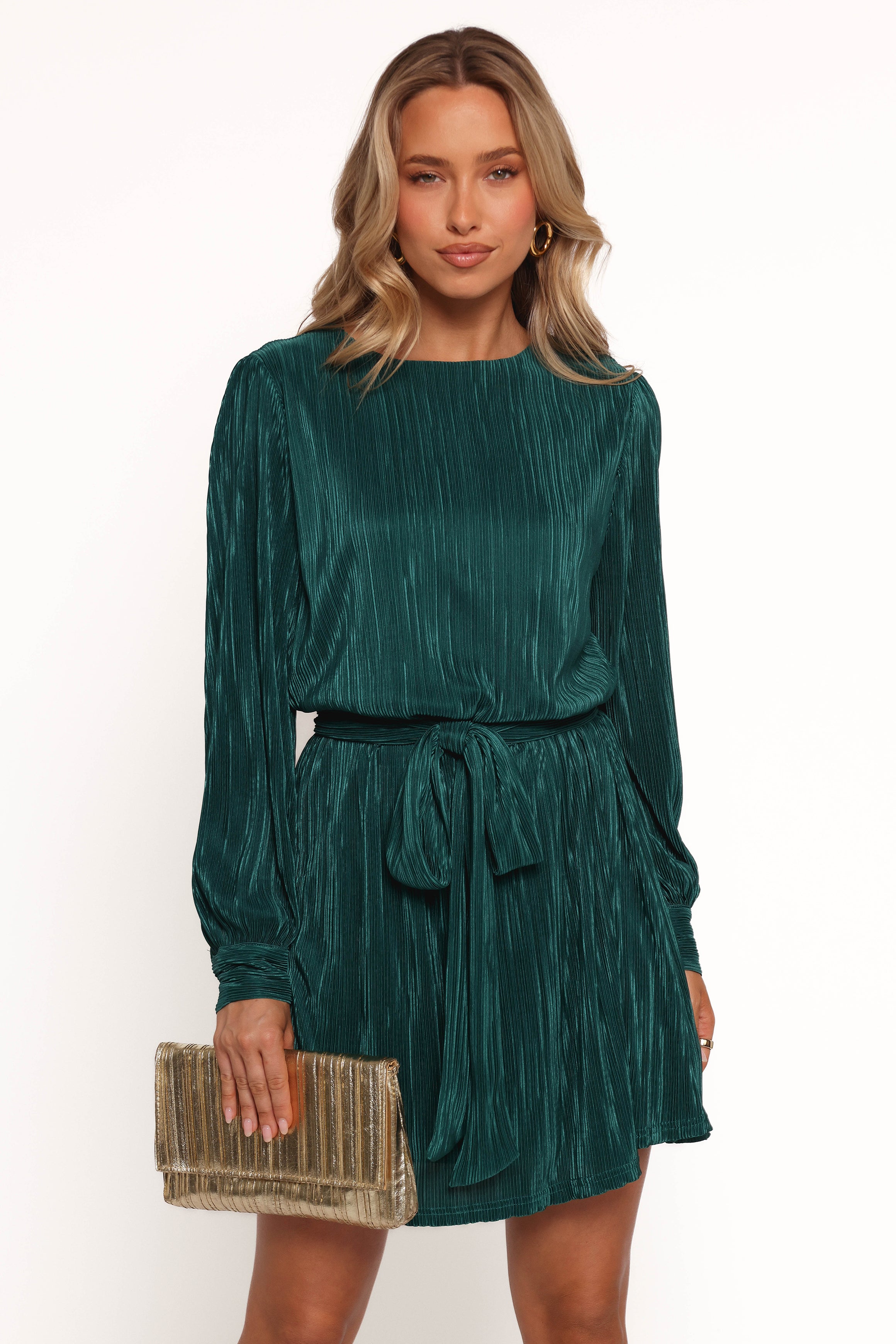 Joy Plisse Mini Dress - Dark Jade Green | Women's Casual Summer Dress for Beach, Party & Date Night