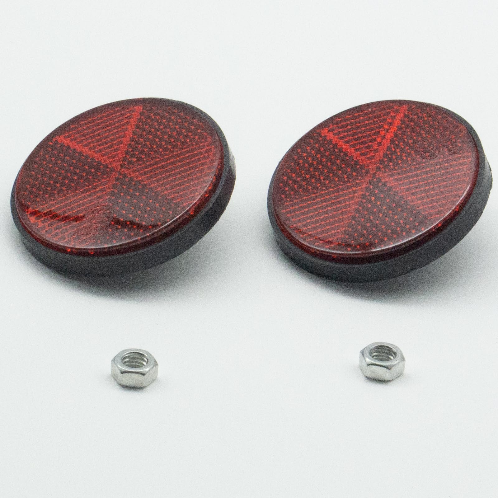 2.2 Inch Red Motorcycle Reflectors (Pair) - High Visibility Round Safety Reflectors for Motorcycle, Scooter & ATV - Perfect for Night Riding, Road Safety and Vehicle Warning Lights