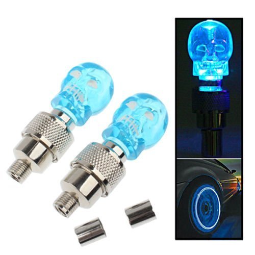 Car Tire Wheel Lights LED Flash Valve Cap Light - Skull Colorful Tyre Lights for High Visibility at Night, Ideal for Cars, Trucks, Motorcycles & Bikes (2Pcs) - Perfect for Night Rides, Car Shows & Off-Road Adventures