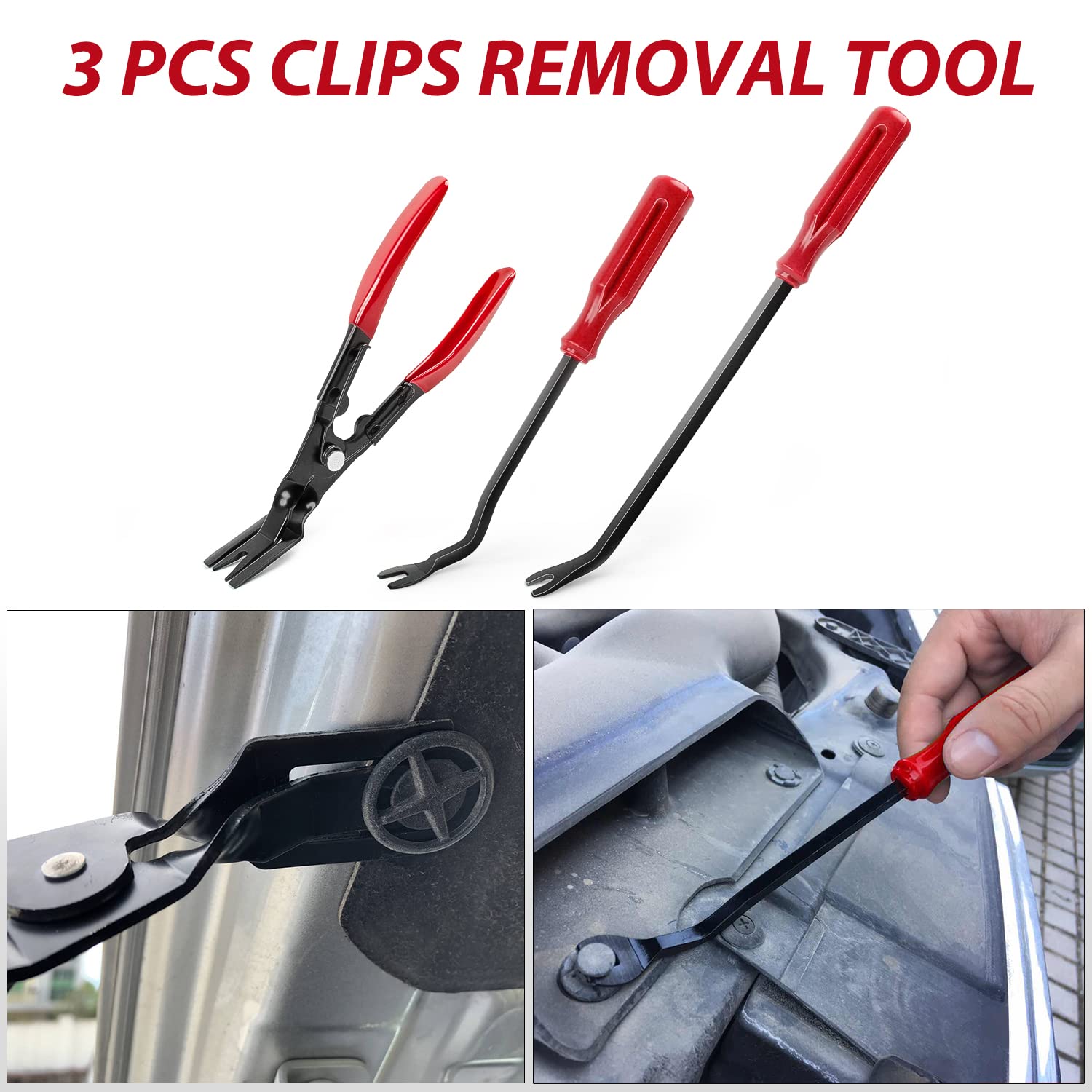 Nilight 200Pcs Car Trim Removal Tool Kit - Auto Push Pin Bumper Retainer Clip Set, Fastener Terminal Remover & Adhesive Cable Clips with Round Handle Crowbar - Perfect for Car Panel, Radio Installation & Auto Repair - 2 Year Warranty