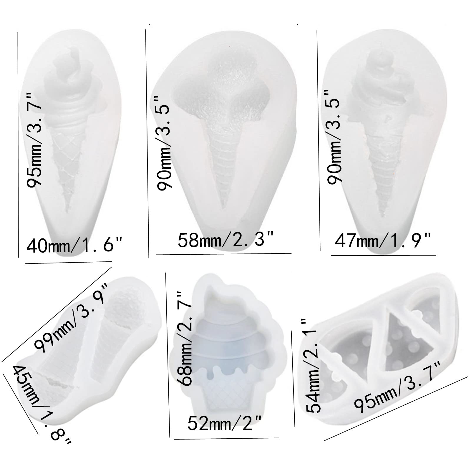 6 Pcs Silicone Ice Cream Cone Molds for Popsicles, Chocolate, Candy & Cake Decorating - Reusable Baking Tools for Summer Desserts, DIY Treats & Party Decorations