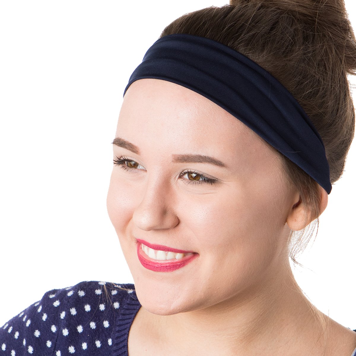 Hipsy Adjustable & Stretchy Lace Xflex Wide Headbands for Women, Girls & Teens - 3 Pack (Ivory, Navy, Taupe) - Perfect for Sports, Workouts, Yoga, and Everyday Fashion Accessories