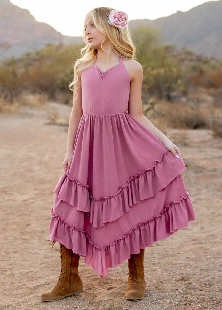 Jenny Dress in Mauve - Elegant Flowy Midi Dress for Women | Perfect for Weddings, Parties & Special Occasions