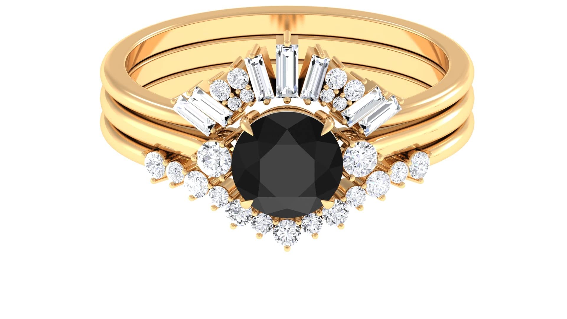 1.75 CT Certified Lab-Created Black Diamond & Moissanite Ring Set in 14K Solid Gold - Designer Black Diamond Bridal Wedding Ring Set for Engagement, Anniversary & Special Occasions