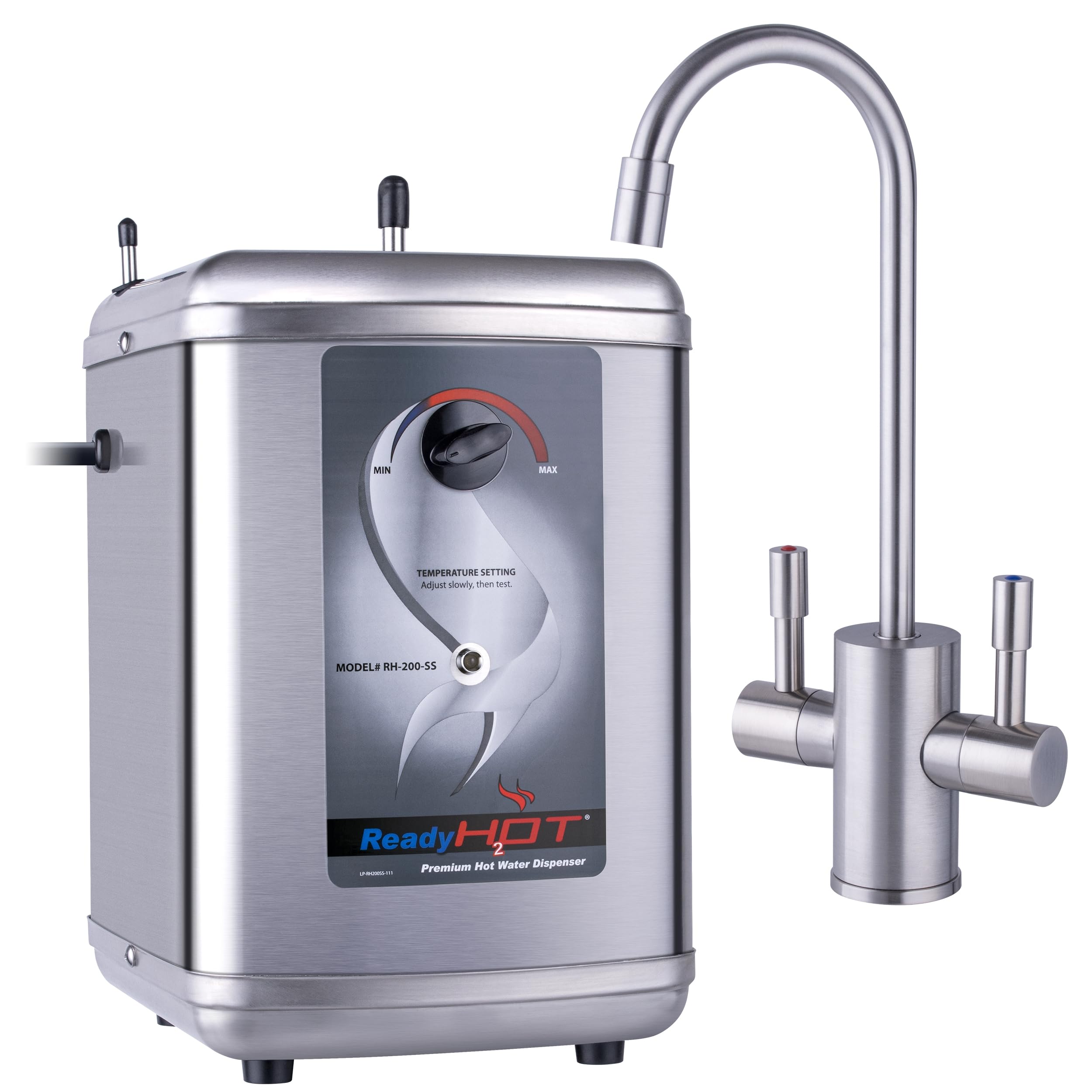 Ready Hot 41-RH-200-F560-BN Instant Hot Water Dispenser System - 2.5 Quarts Capacity, Manual Dial Dual Lever Hot & Cold Water Faucet in Brushed Nickel Finish | Perfect for Kitchen, Office & Tea/Coffee Stations