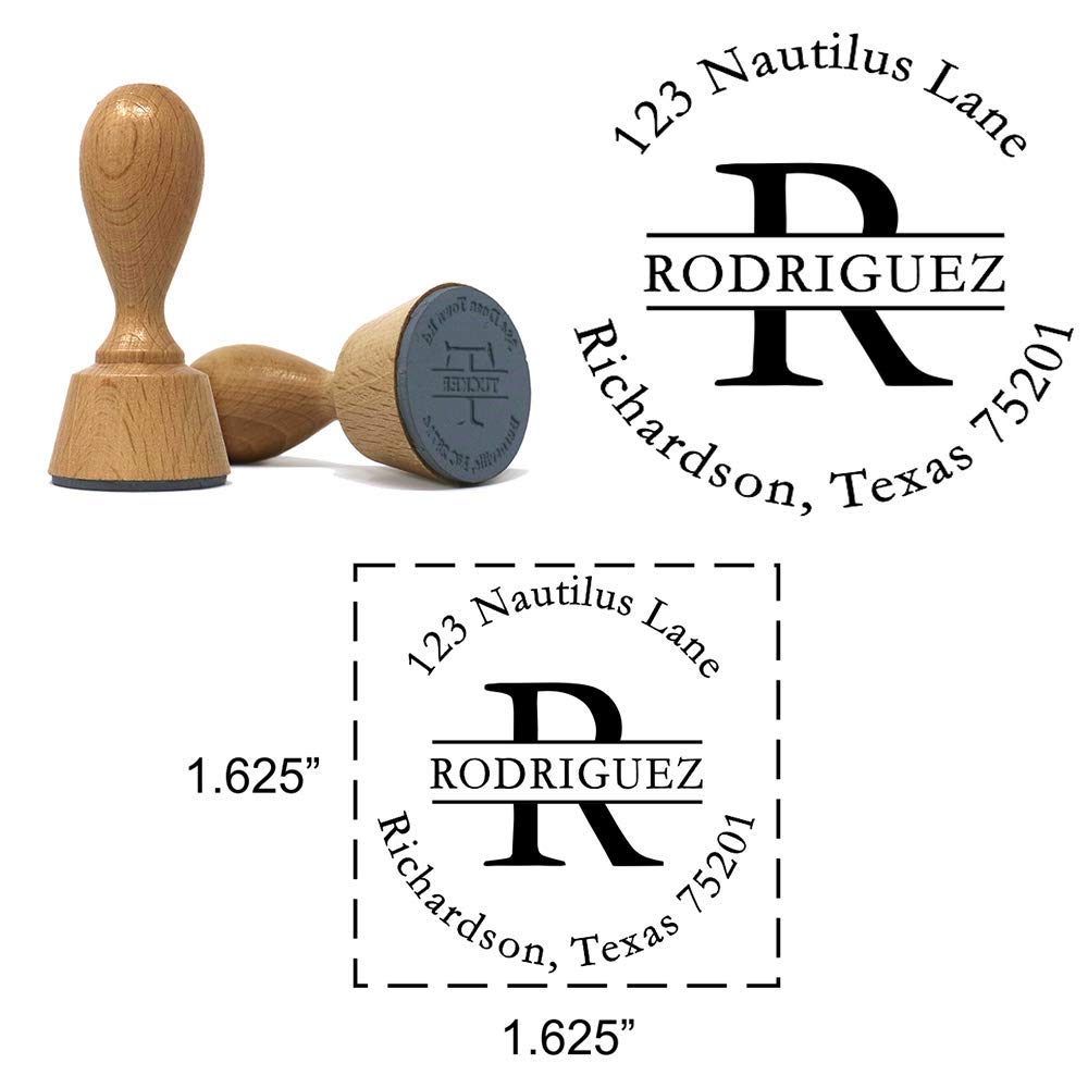 Custom Classic European Hand Stamp - Solid Oak Wood Stamp with Elegant Design 6 | Perfect for Wedding Invitations, Certificates & DIY Crafts