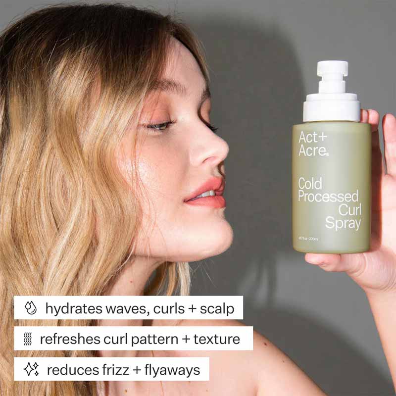 Act+Acre Cold Processed Curl Spray for Natural Hair - Hydrating & Frizz Control Styling Product for Curly Hair - Perfect for Daily Use & Special Occasions
