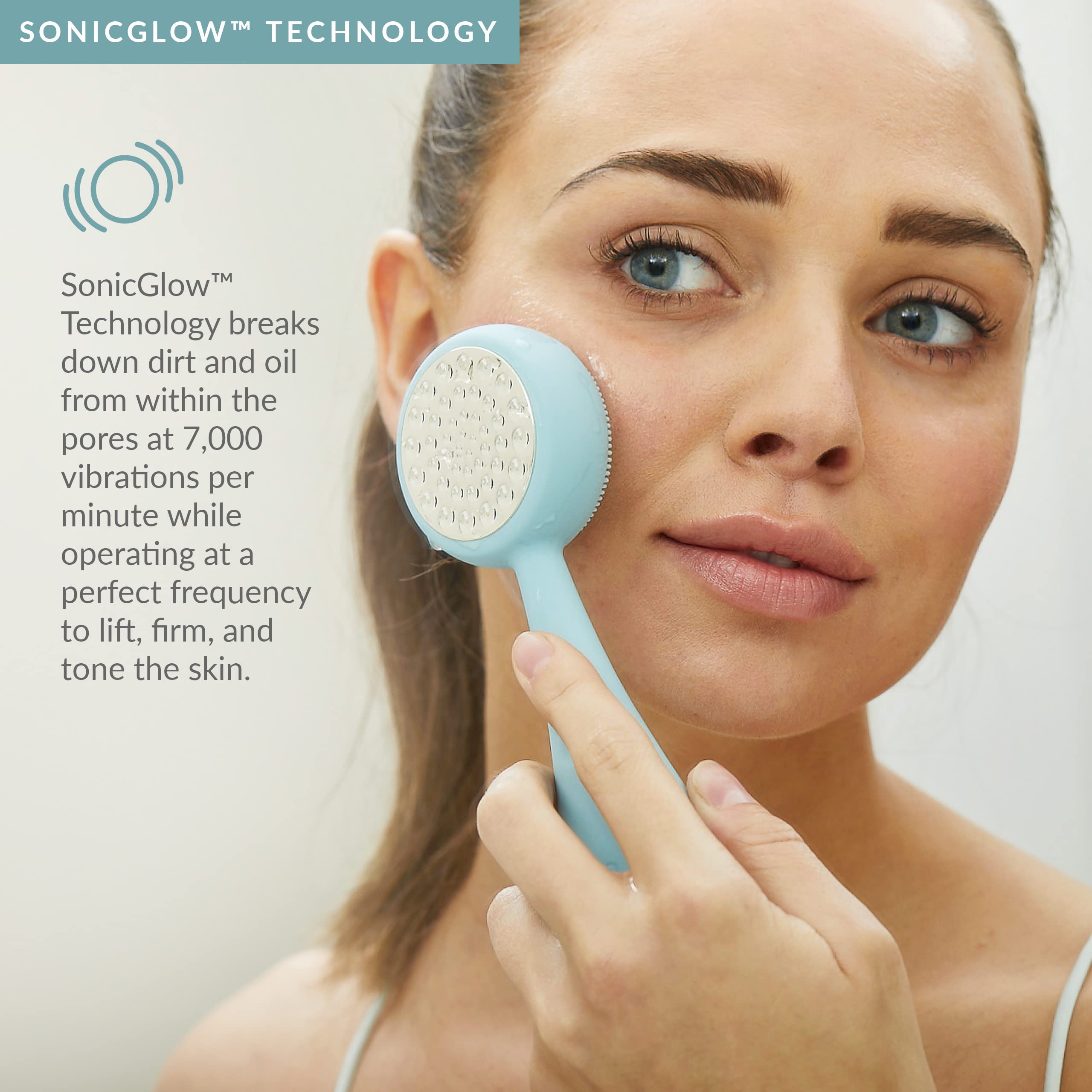 PMD Beauty Clean Pro Silver - Smart Facial Cleansing Device with Silicone Brush & Pure Silver Technology | Anti-Aging Massager for Clear Pores & Blackheads | Waterproof SonicGlow Vibration | Perfect for Daily Skincare & Travel Use