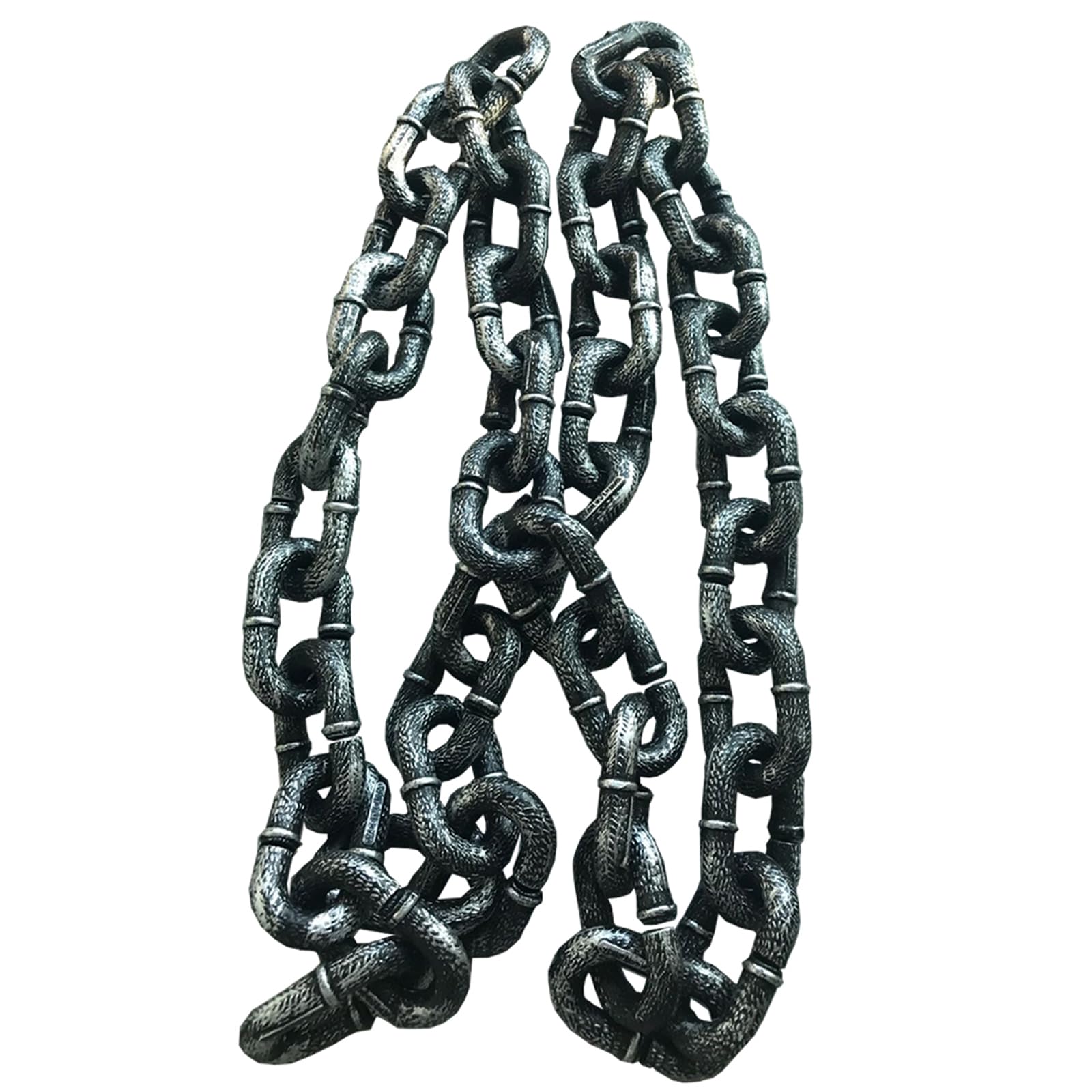 4.9ft Halloween Plastic Chains - Silver & Black Chain Links Shackles for Costume Accessories | Halloween Decorations | Party Supplies & Haunted House Props