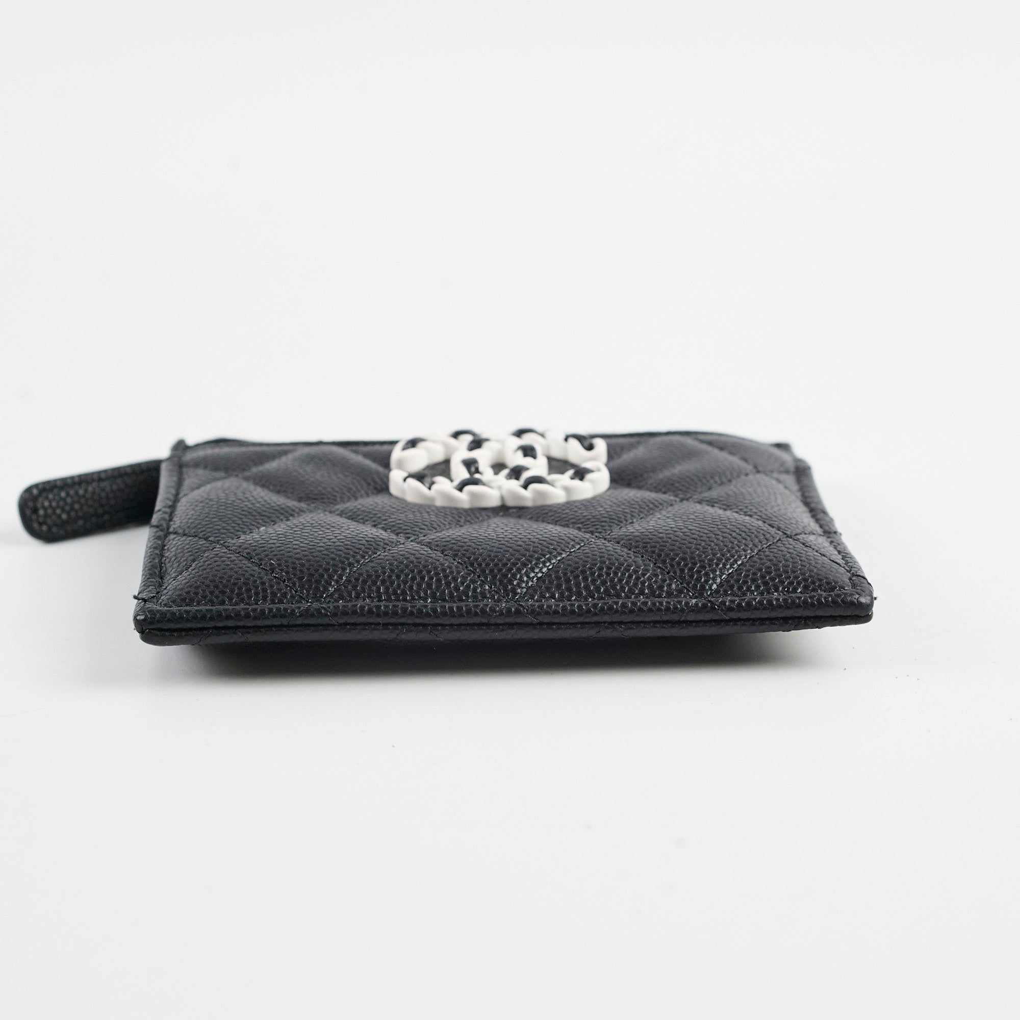 Chanel Classic Caviar Leather Card Holder Wallet - Black | Luxury Compact Credit Card Case for Women | Perfect for Everyday Use, Travel & Gifting