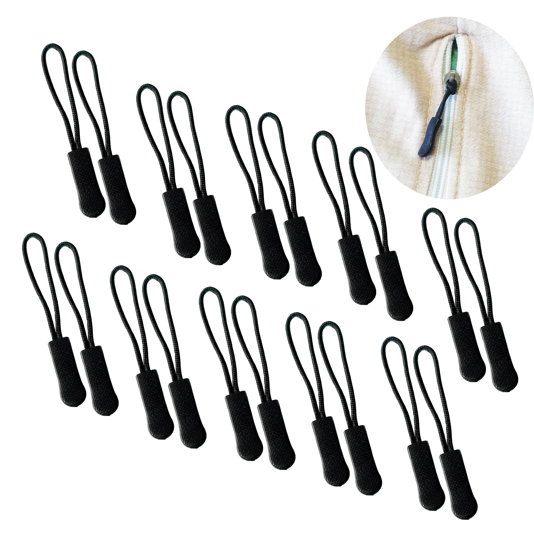 Premium Zipper Pulls Replacement - Upgraded Zipper Tabs & Cord Extenders for Luggage, Backpacks, Jackets, Purses - Durable Fixer for Broken Zippers (1 Black) | Ideal for Travel, Outdoor Gear & Daily Use