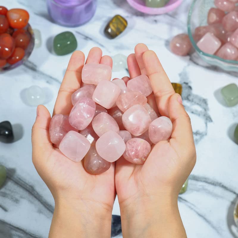 Rose Quartz Crystal - Natural Polished Love Stone for Healing & Meditation - Tumbled Gemstone for Chakra Balancing & Spiritual Gifts - Perfect for Home Decor, Yoga Spaces & Women's Wellness Gifts