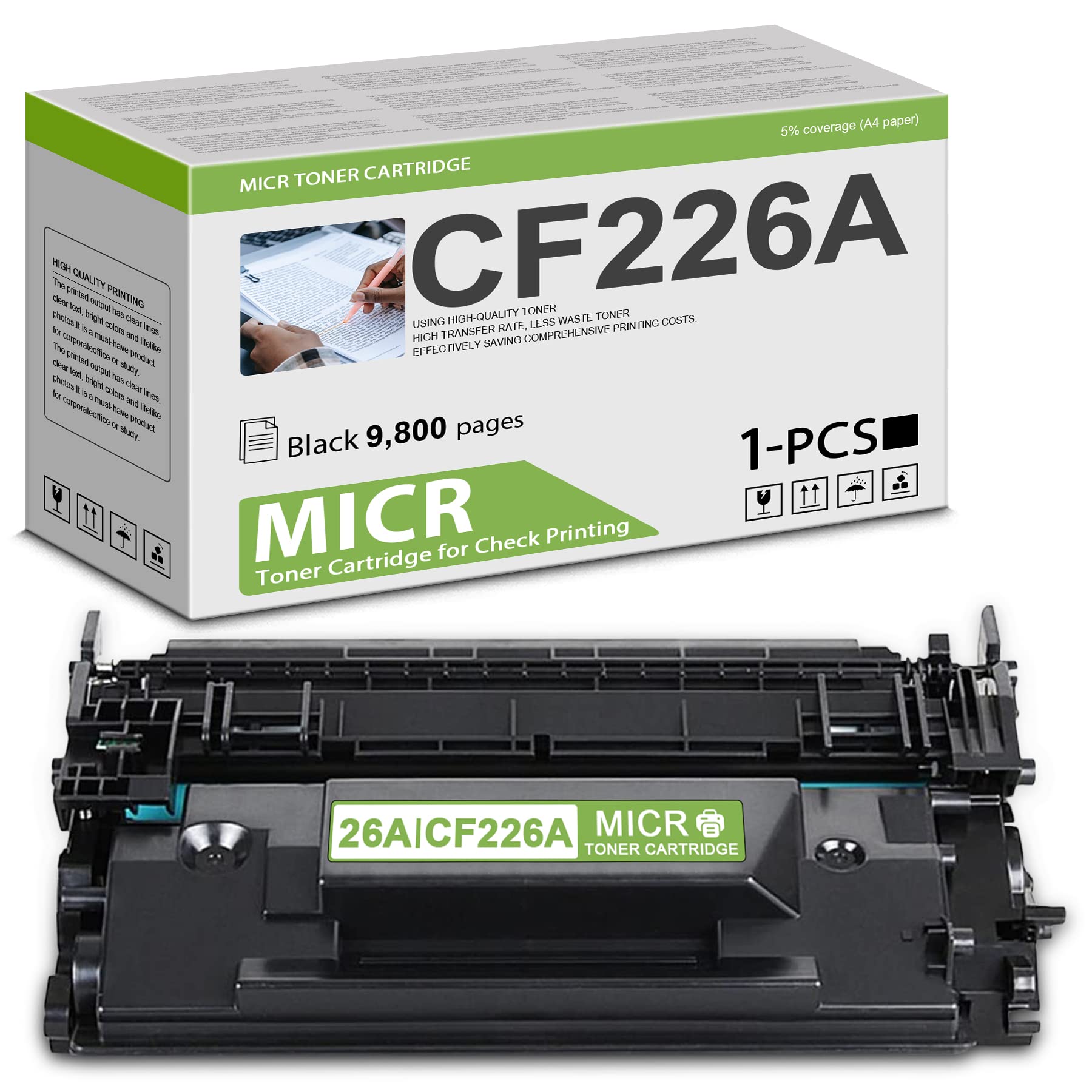 1-Pack Black CF226A Compatible MICR Toner Cartridge Replacement for HP M426dw M426m M427dw M402 M403 M426f M427f M426 M427 Printers - High Yield Printing for Checks & Secure Documents - by GOLDLI