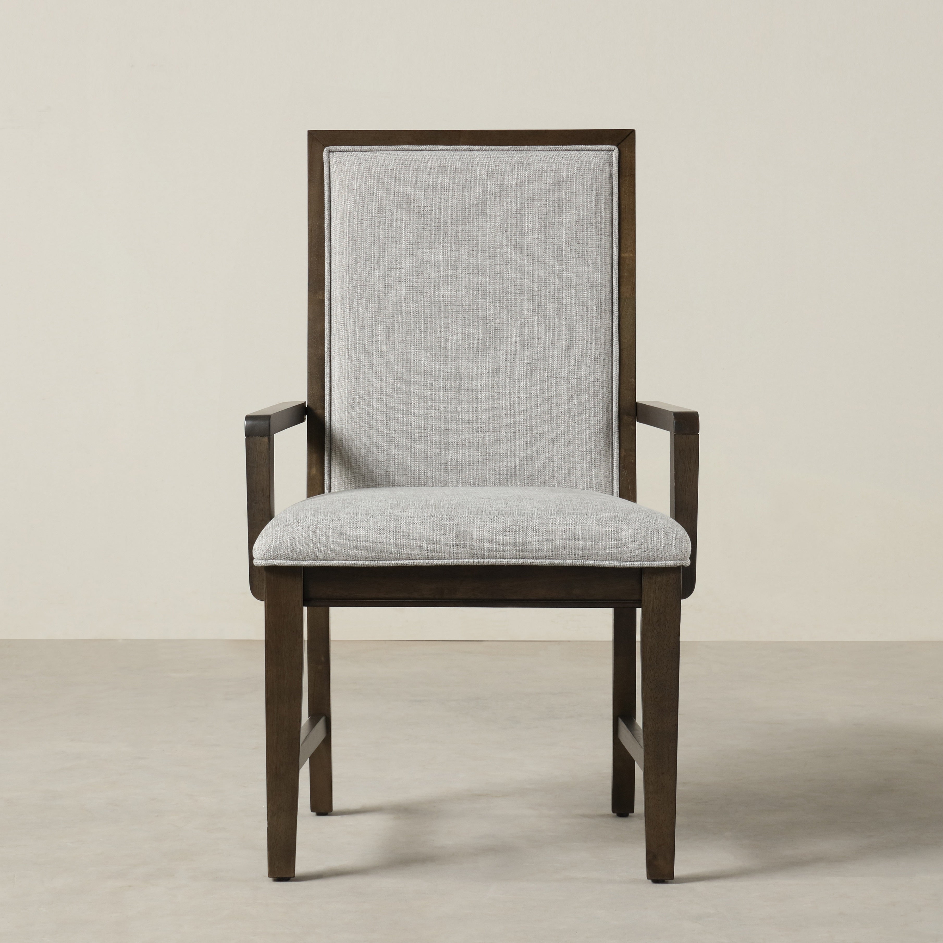 Roundhill Furniture Aberll Solid Wood Upholstered Armchairs - Gray Living Room Chairs Set of 2 for Dining Room, Bedroom, or Home Office