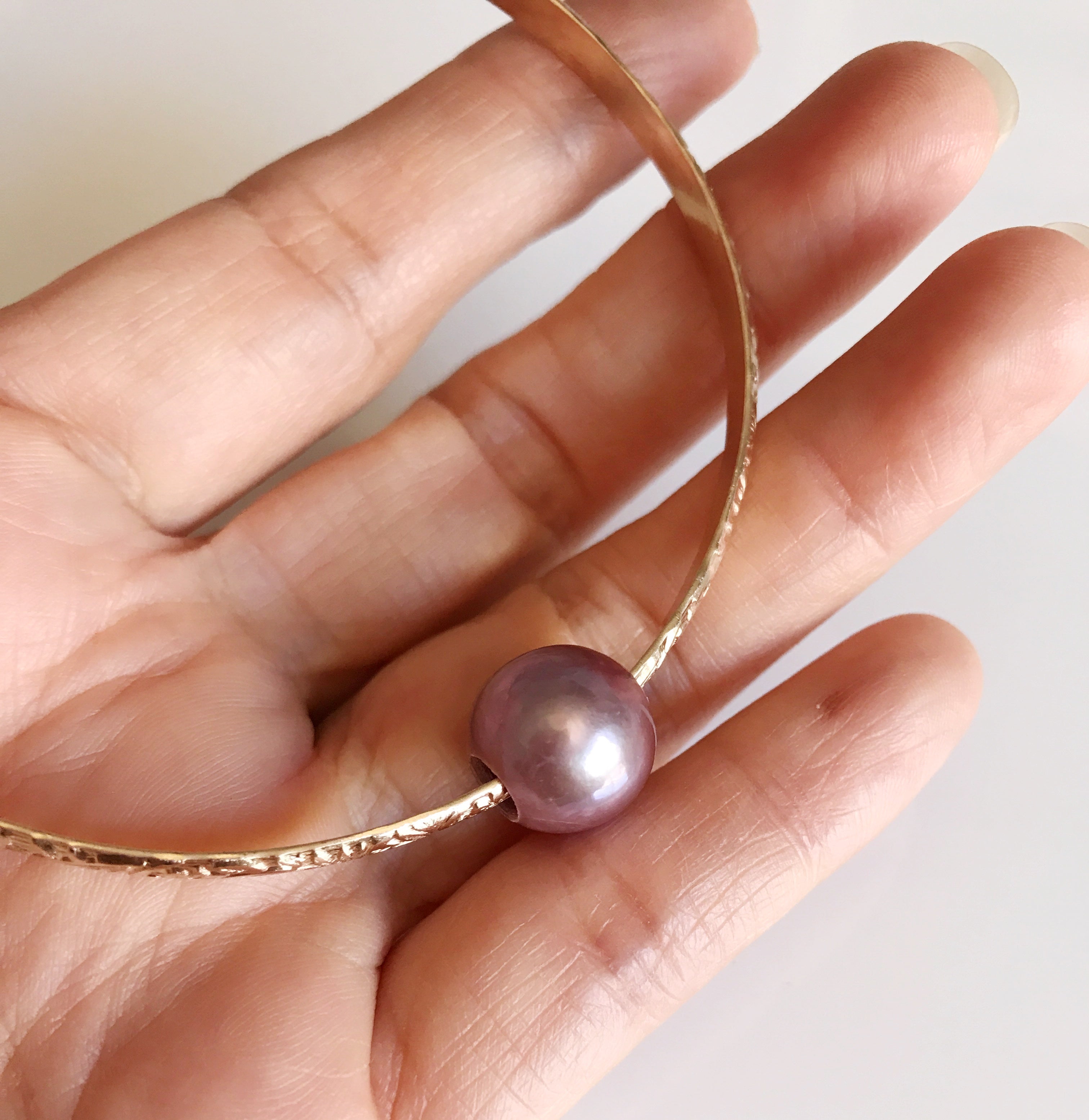 Bangle ALII Lavender Edison Pearl Bracelet (B343) – Elegant Jewelry for Women, Perfect for Weddings, Parties & Special Occasions