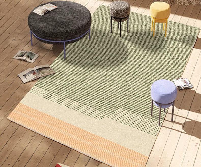 Modern Abstract Area Rugs - Green Contemporary Design for Living Room, Dining Room & Bedroom - Soft Non-Slip Floor Covering for Home Decor & Interior Design