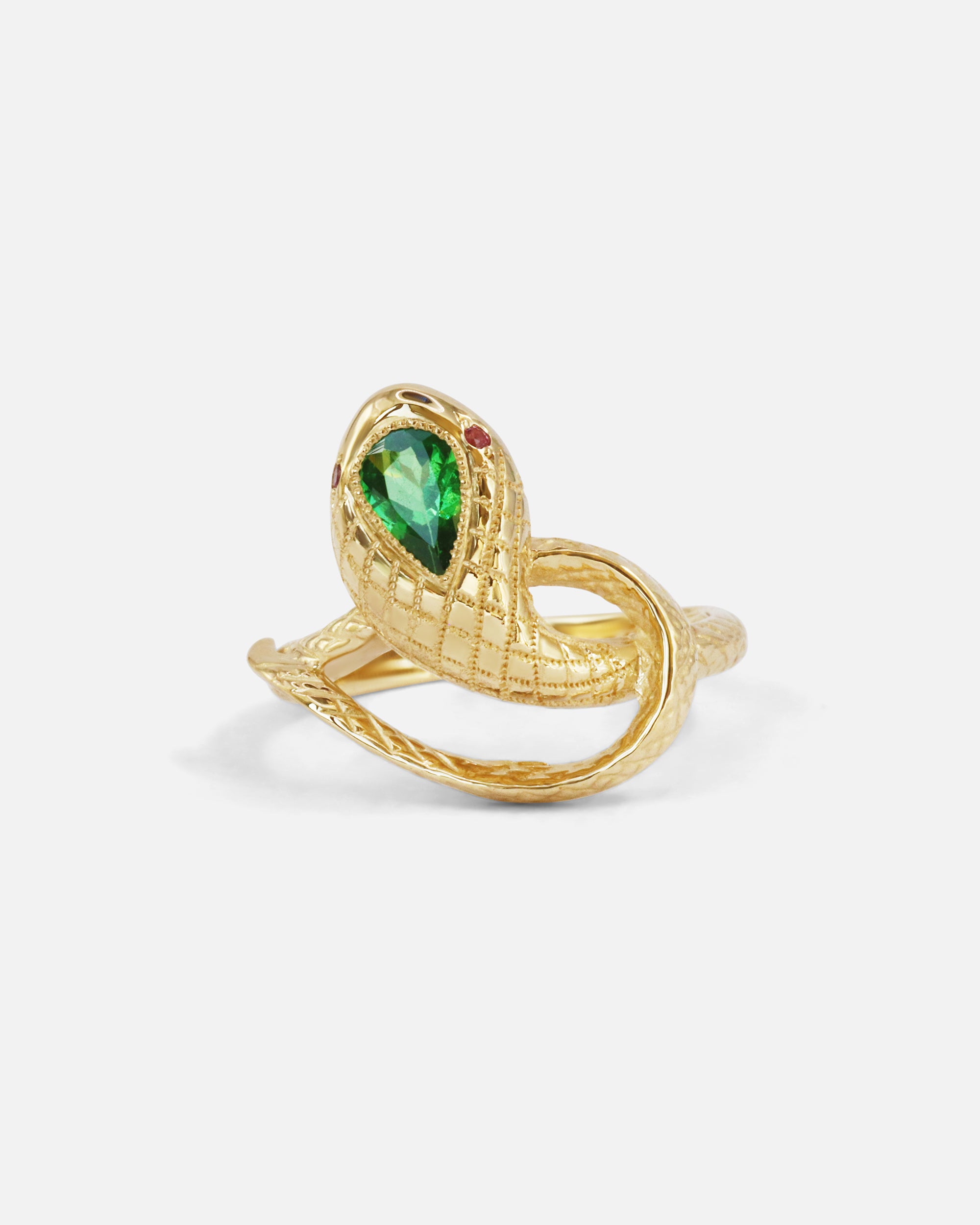 Ornata Ophidia Pear Ring with Genuine Tsavorite Garnet - Elegant Dainty Jewelry for Women, Perfect for Engagement, Anniversary & Special Occasions