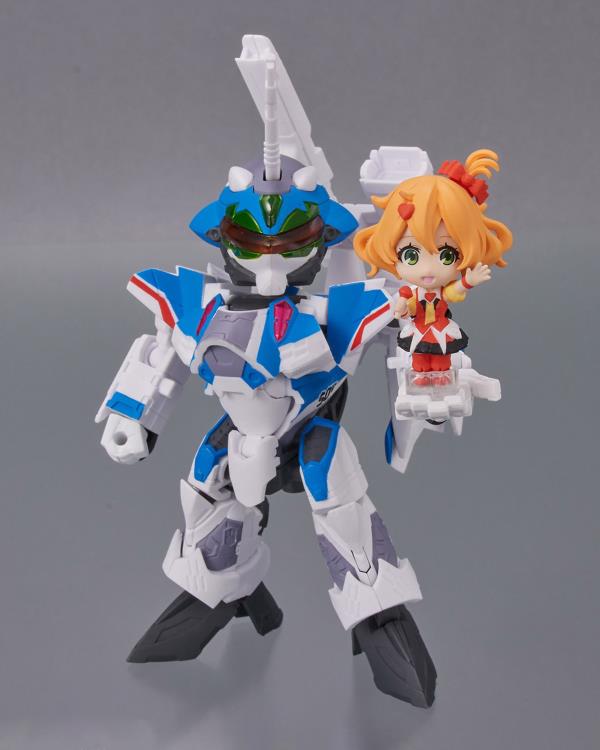 Bandai Tiny Session Macross Frontier VF-31J Siegfried Hayate Immelmann & Freyja Wion Action Figure Set - Anime Collectible for Display & Gifts