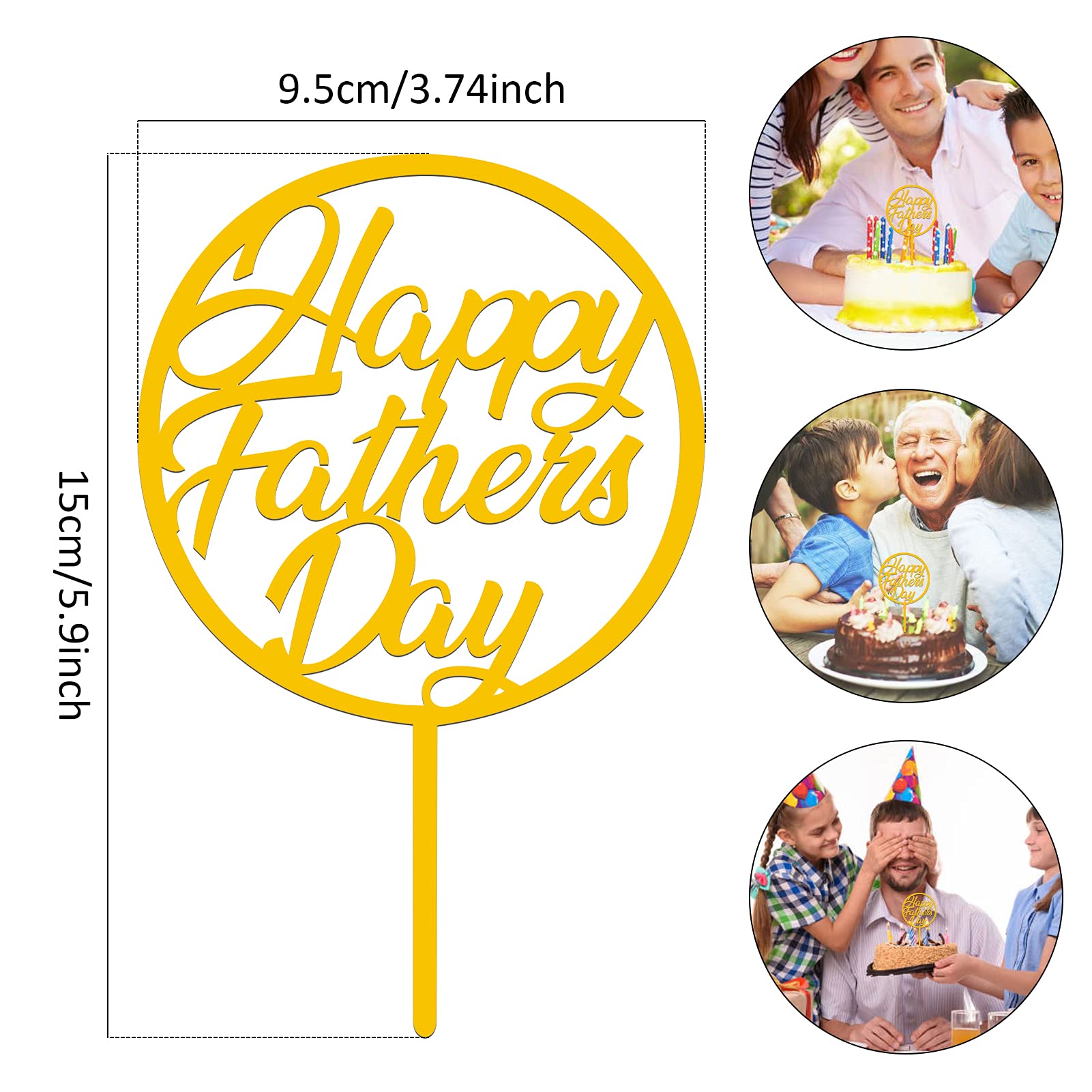 12Pcs Gold & Black Acrylic Happy Birthday Cake Toppers for Dad - Father's Day Party Decorations, Cupcake Picks, Food Decor - Perfect for Father's Birthday Celebrations, Retirement Parties & Family Gatherings