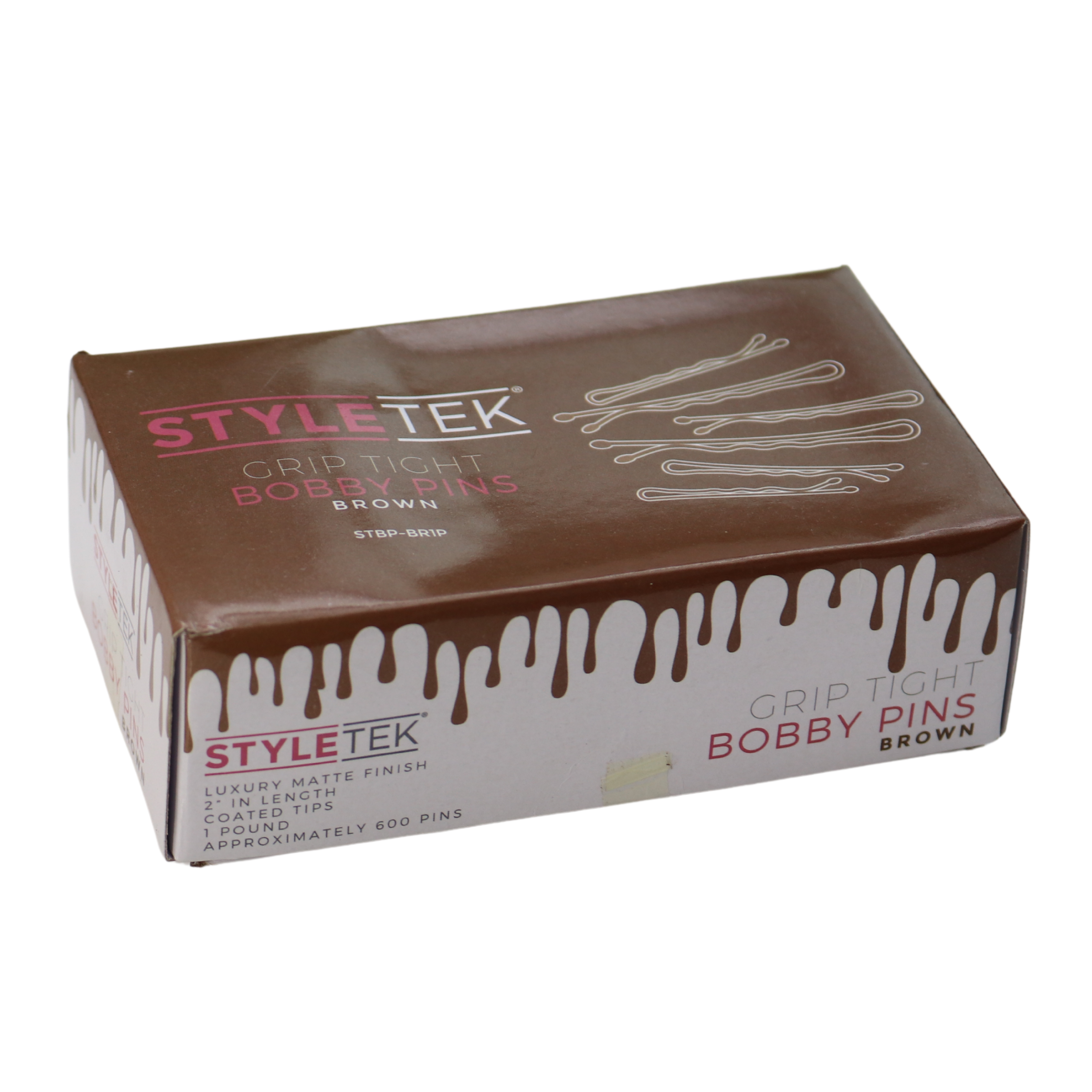Styletek Grip Tight Heavy Duty Bobby Pins - 1 Lb Brown Hair Pins for Thick & Curly Hair - Secure Hairstyles for Weddings, Workouts & Everyday Use