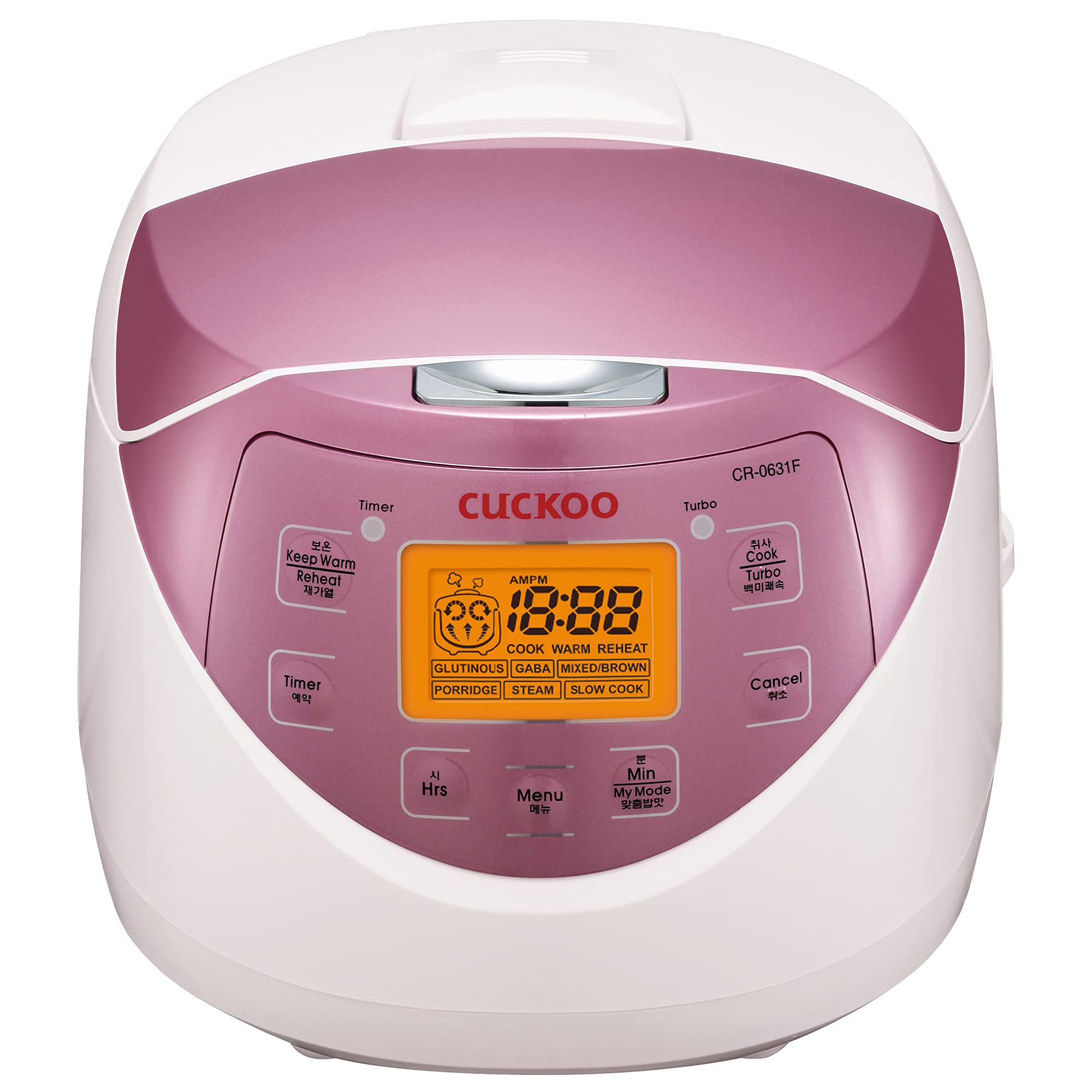 CUCKOO CR-0631F 6-Cup Micom Rice Cooker with 8 Menu Options - White Rice, Brown Rice & More | Nonstick Inner Pot | Korean Made | White/Pink | Perfect for Small Families, Dorms & Office Kitchens