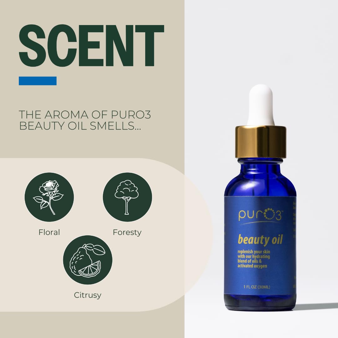PurO3 Vegan Hydrating Face Oil with Oxygen - 30ml for Radiant Skin & Daily Glow