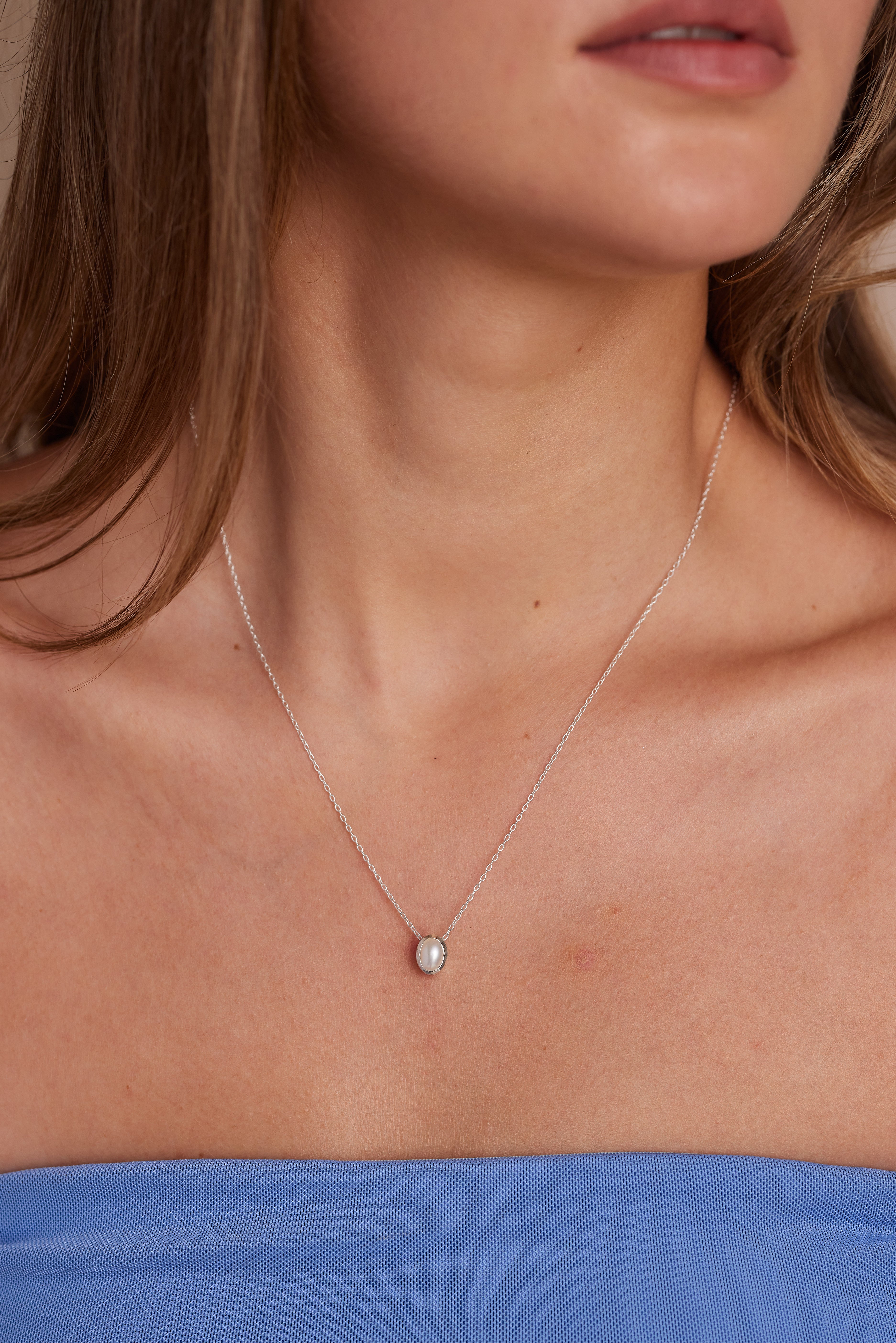 June Pearl Silver Oval Birthstone Necklace for Women - Elegant June Birthstone Jewelry Gift for Mom, Daughter, Birthday, Anniversary | Perfect for Weddings, Parties & Special Occasions