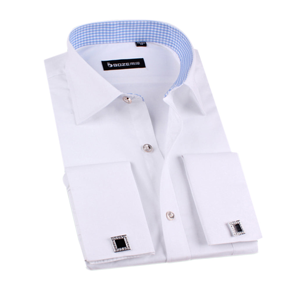 Men's Slim Fit Dress Shirt - Button Down Collar Striped & Checked Business Casual Shirt for Office, Wedding & Formal Events