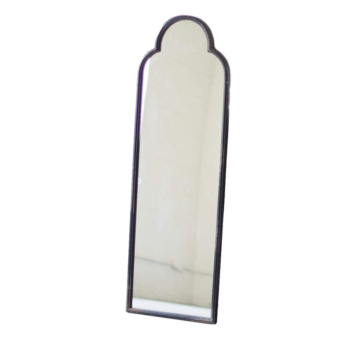 Antique Black Metal Arched Wall Mirror 48 Inch - Elegant Tall Leaner Full Length Mirror for Living Room, Bedroom & Entryway Decor