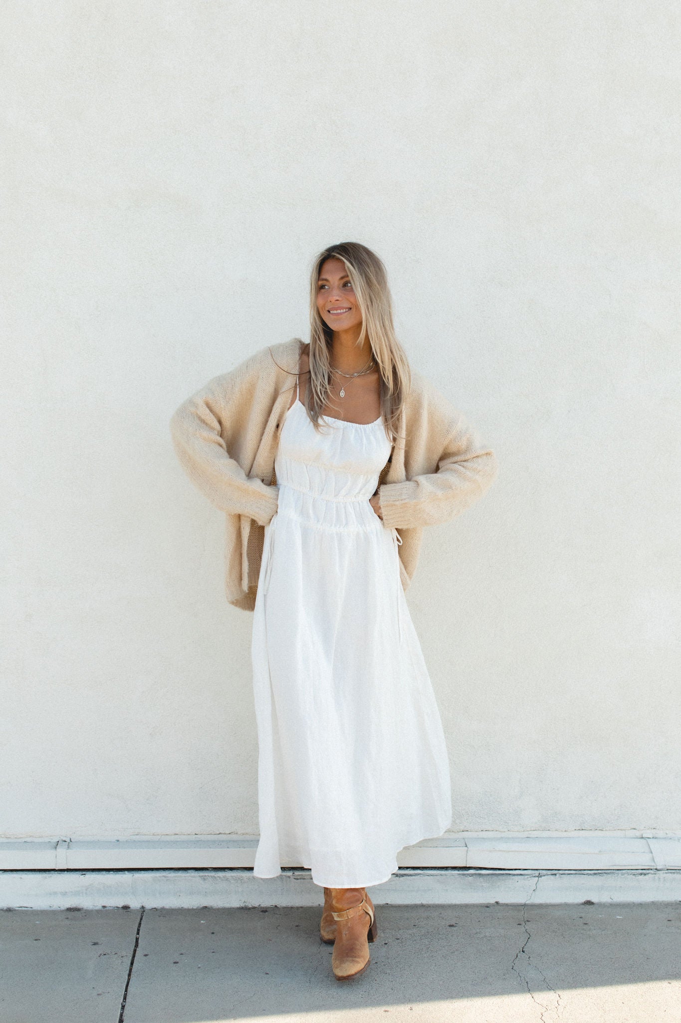 Harvest Linen Maxi Dress for Women - Flowy Bohemian Summer Beach Dress with Pockets | Perfect for Vacations, Weddings & Casual Outings