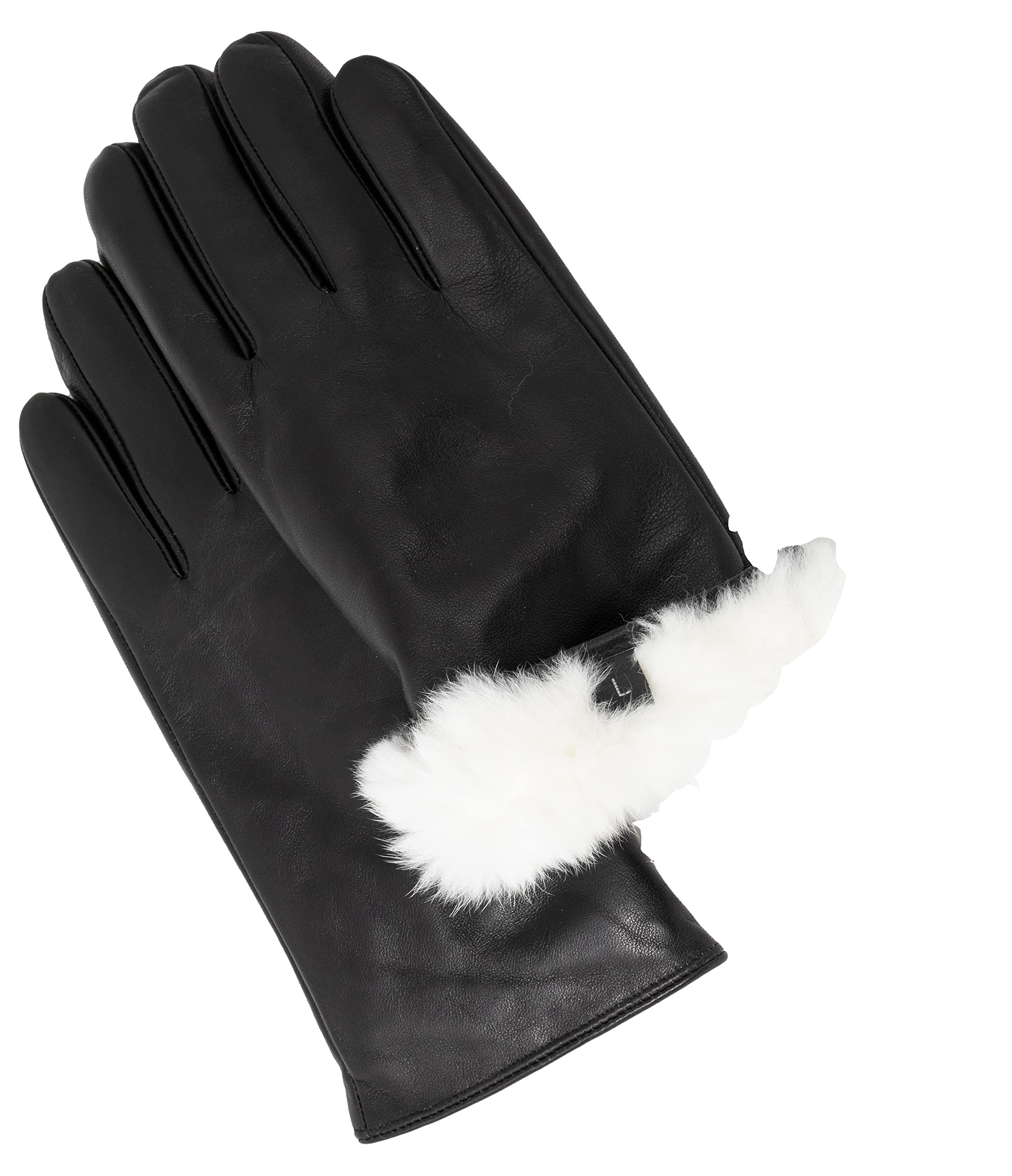 Women's Rabbit Fur Lined Sheepskin Leather Gloves - Winter Warm Touchscreen Gloves for Women with Gift Box | Cold Weather, Outdoor Activities, Fashion Accessory