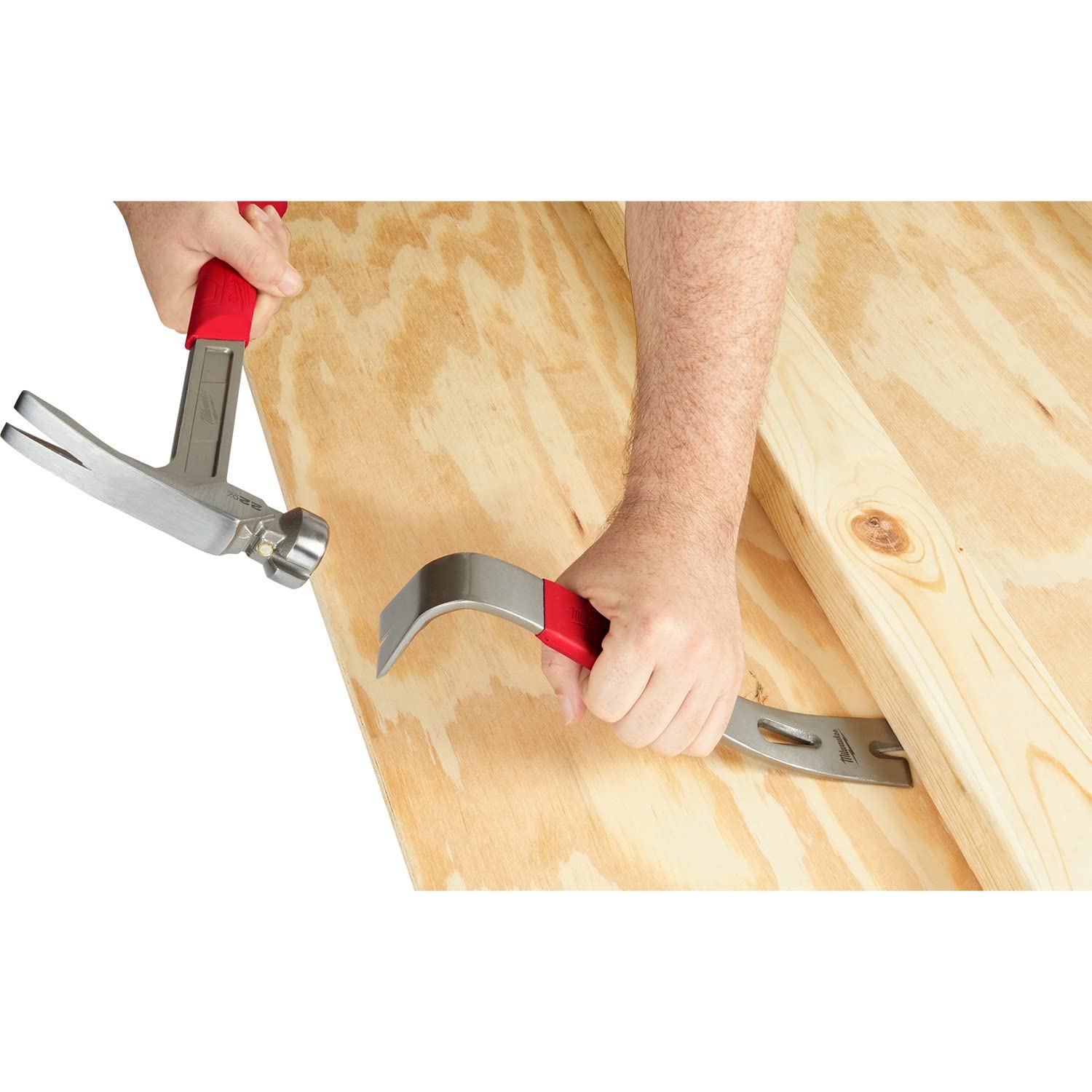 Milwaukee 12-Inch Shock Shield Bar Pry Tool (48-22-9034) - Heavy-Duty Demolition & Construction Pry Bar for Remodeling, Flooring, and Woodworking Projects