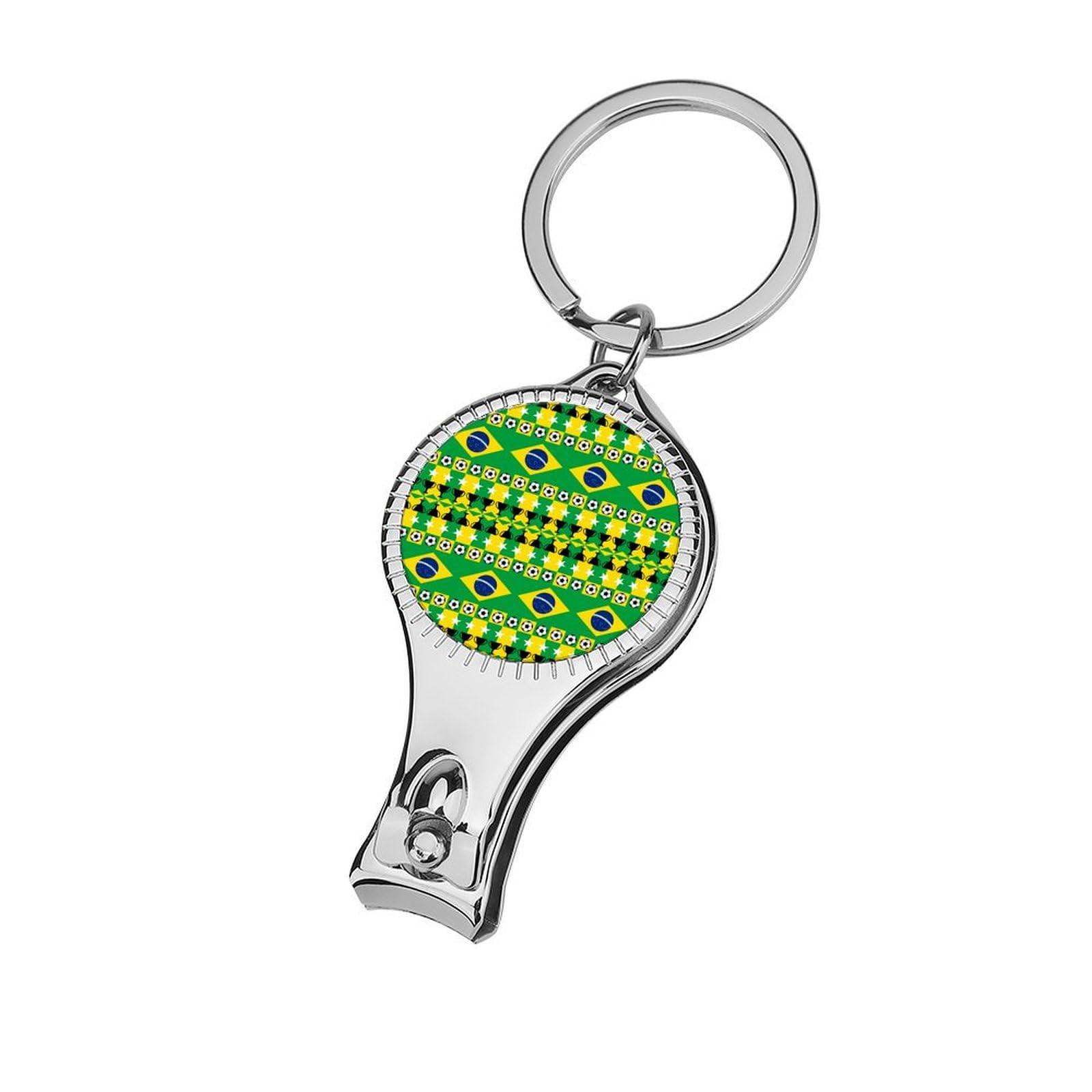 Brazilian Flag Soccer Nail Clipper - Portable Metal Nail Cutter with Nail File for Men & Women - Perfect for Travel, Sports Fans & Soccer Enthusiasts