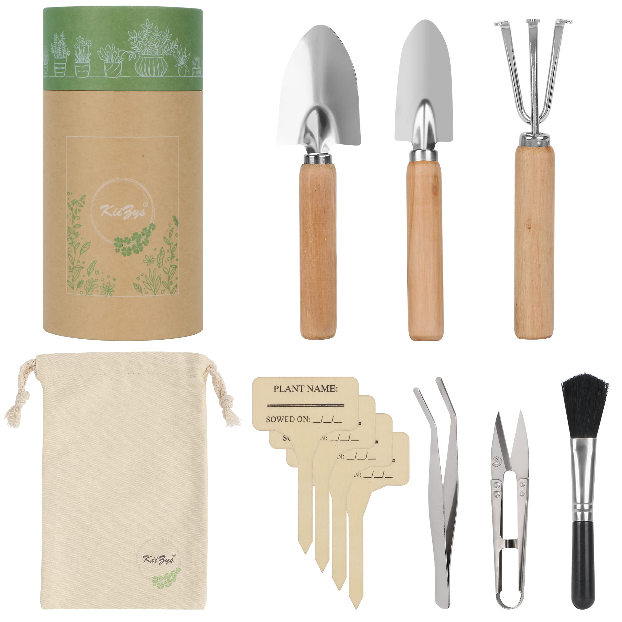 KiiZYS 12-Piece Indoor Garden Tools Set - Mini Gardening Hand Tools for Plants - Perfect Gardening Gifts for Women - Ideal for Indoor Planting, Herb Gardens & Small Space Gardening