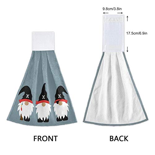 Halloween Gnome Hanging Kitchen Towels - 2 Pack Soft Absorbent Pirate Hand Towels with Loops for Bathroom, Kitchen & Home Decor - Perfect for Halloween, Christmas & Everyday Use
