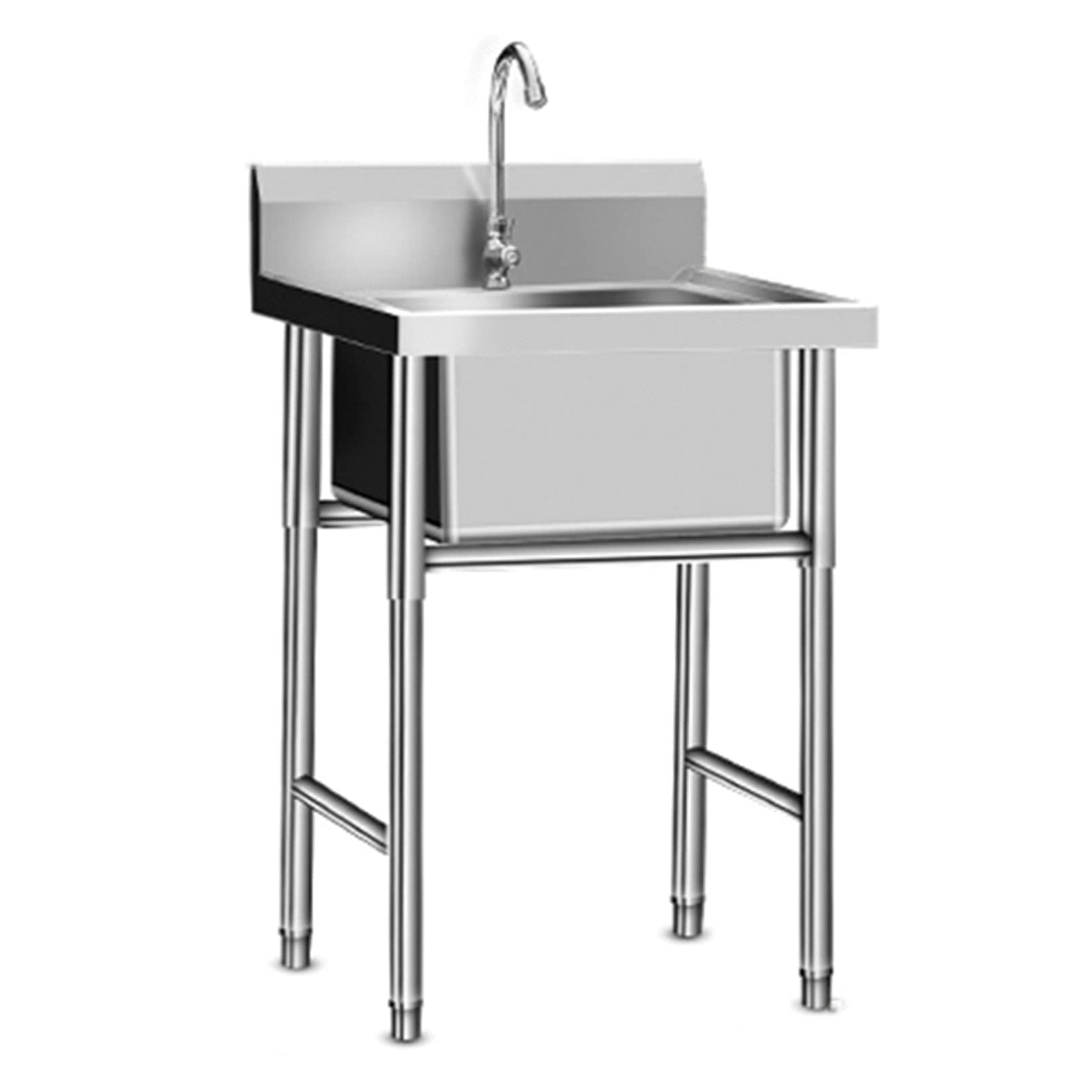 Stainless Steel Commercial Utility Sink - Heavy Duty 1 Compartment Kitchen Prep Sink with Strainer & Bottom Grid - Perfect for Restaurant, Commercial Kitchen, Laundry Room & Garage Use