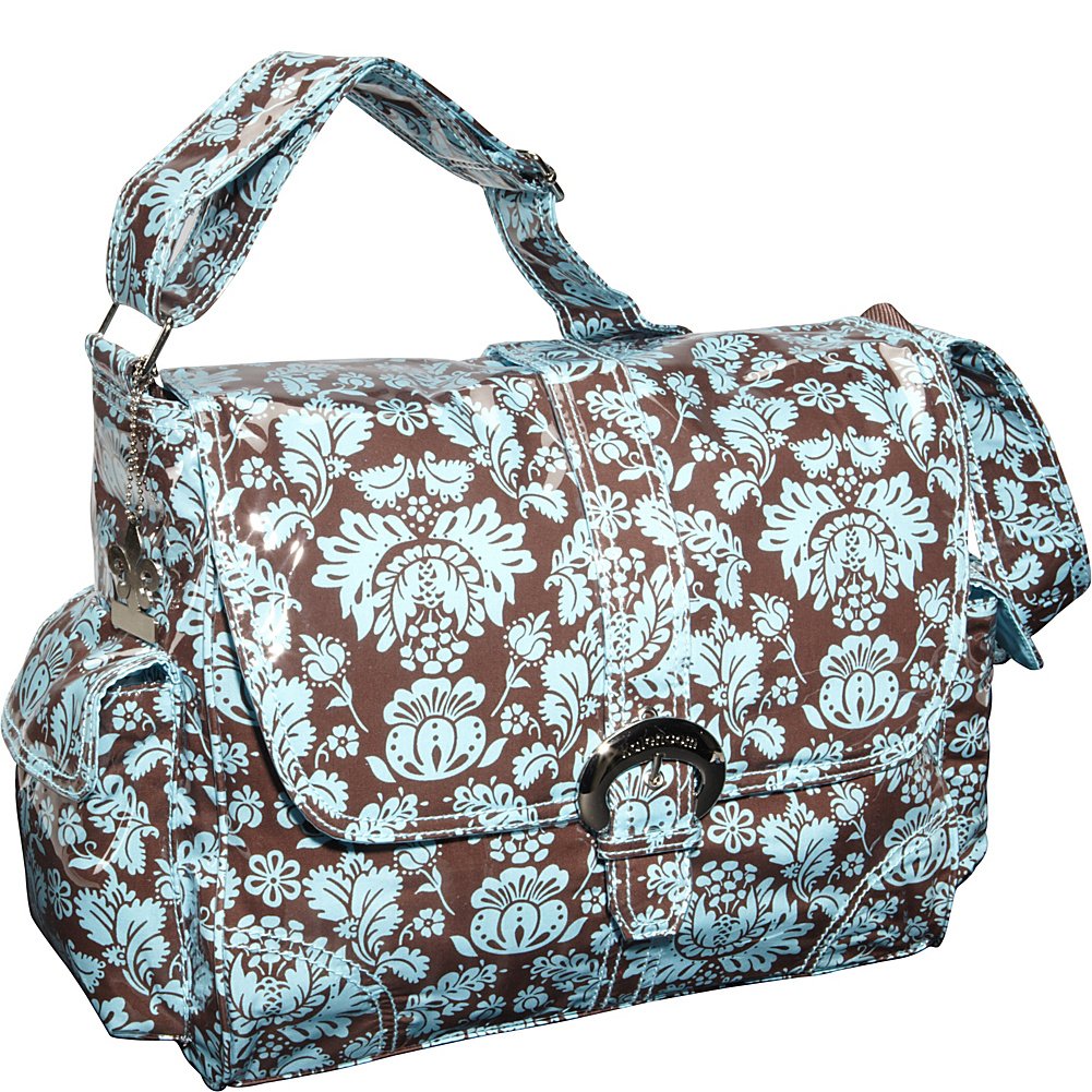 Kalencom Laminated Buckle Bag - Waterproof Crossbody Purse for Women, Toile Chocolate/Blue Pattern - Perfect for Travel, Shopping & Everyday Use