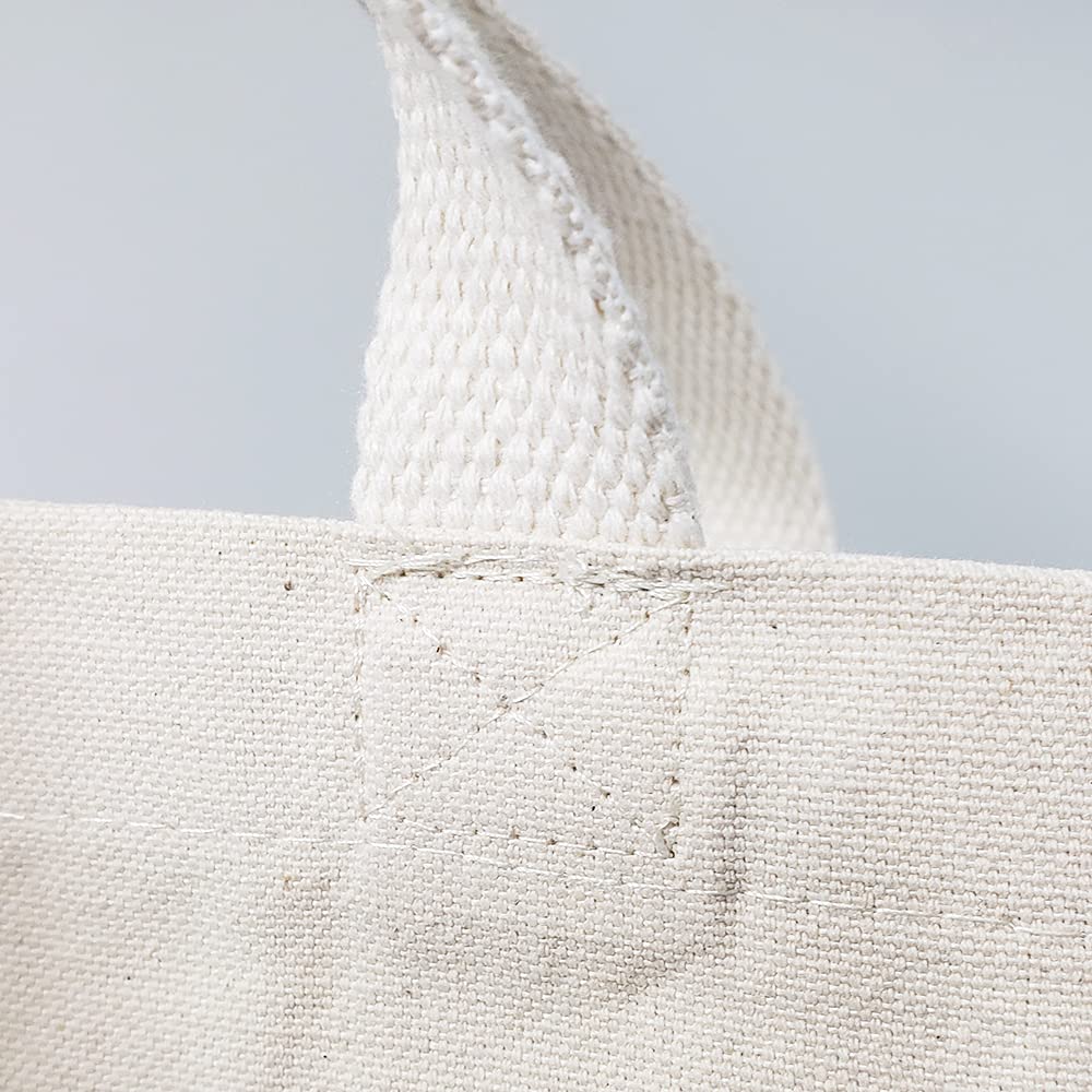 12 Pack Heavy Duty 100% Organic Cotton Canvas Tote Bags with Reinforced Bottom Gusset - Eco-Friendly Reusable Grocery Shopping Bags for Farmers Market, Beach Trips & Everyday Use