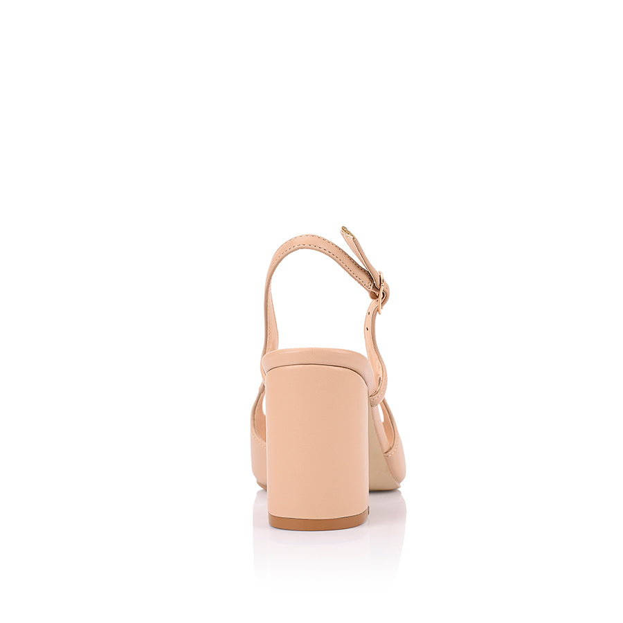 Elton Slingback Block Heels Women's Comfortable Nude Shoes for Office Work & Evening Parties