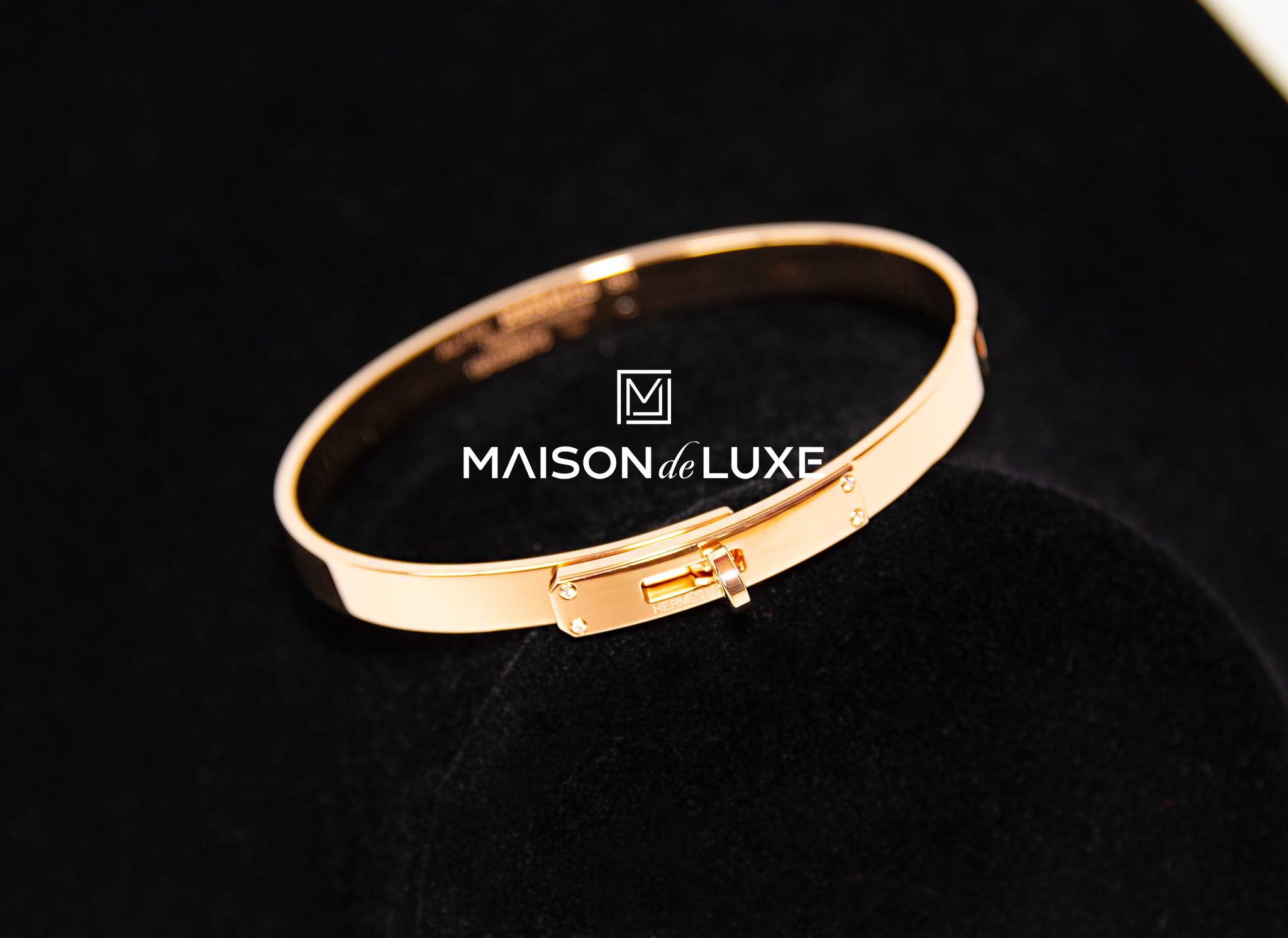 Hermes Rose Gold Kelly Bracelet with 4 Diamonds - Luxury Jewelry for Women, Perfect for Parties, Weddings & Special Occasions