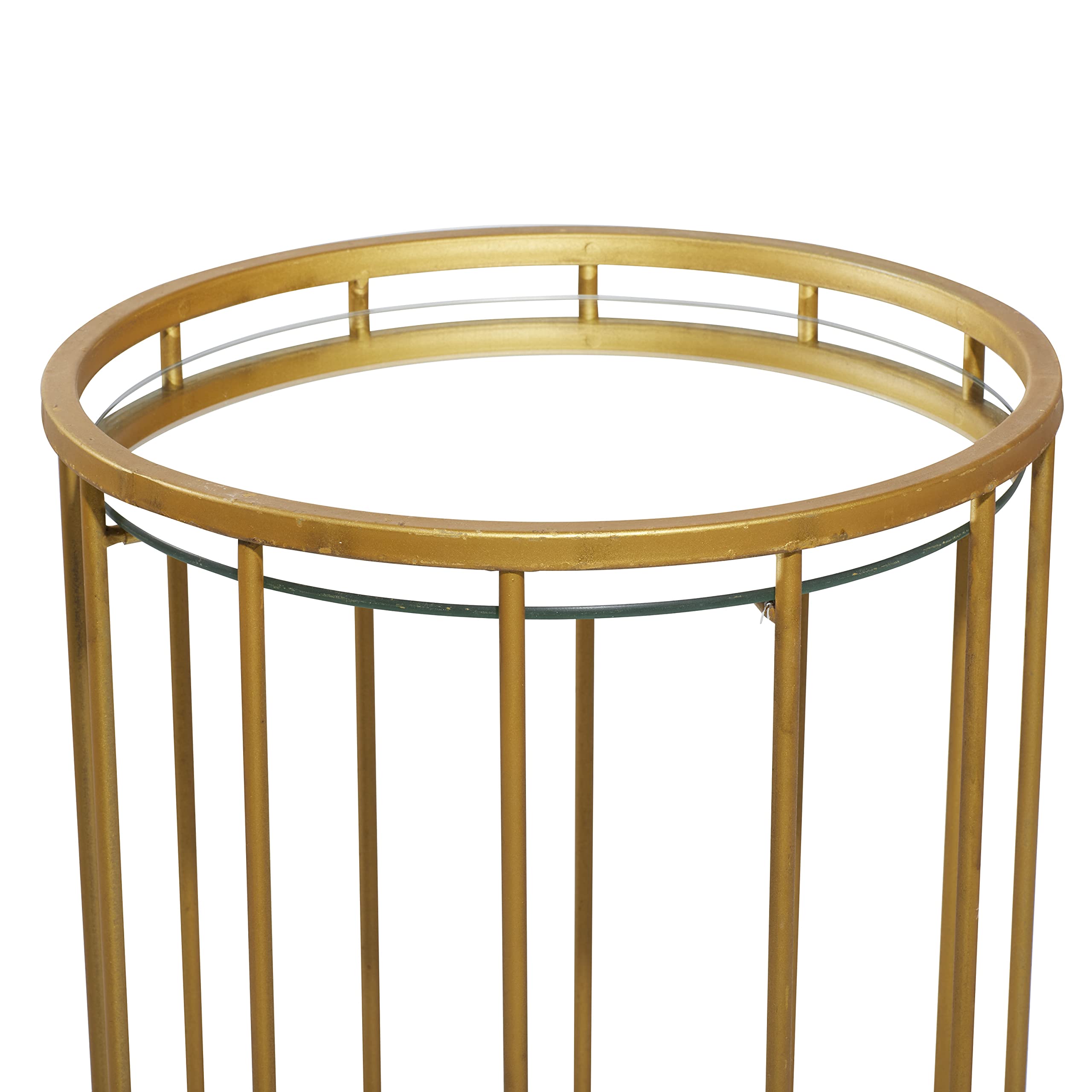Deco 79 Modern Gold Metal Side End Accent Tables with Mirrored Glass Top - Set of 3 (22