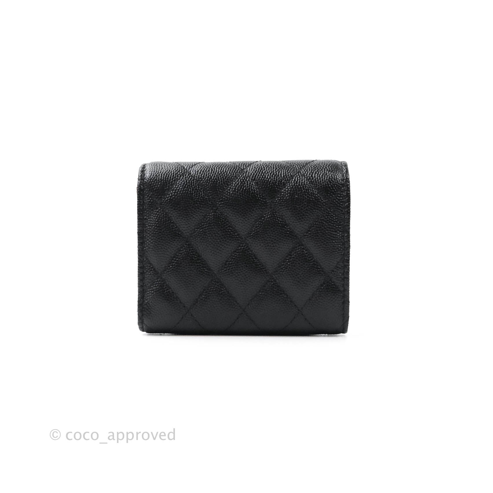 Chanel Classic Flap Small Wallet in Black Caviar Leather with Gold Hardware - Luxury Women's Accessory for Everyday Use & Special Occasions