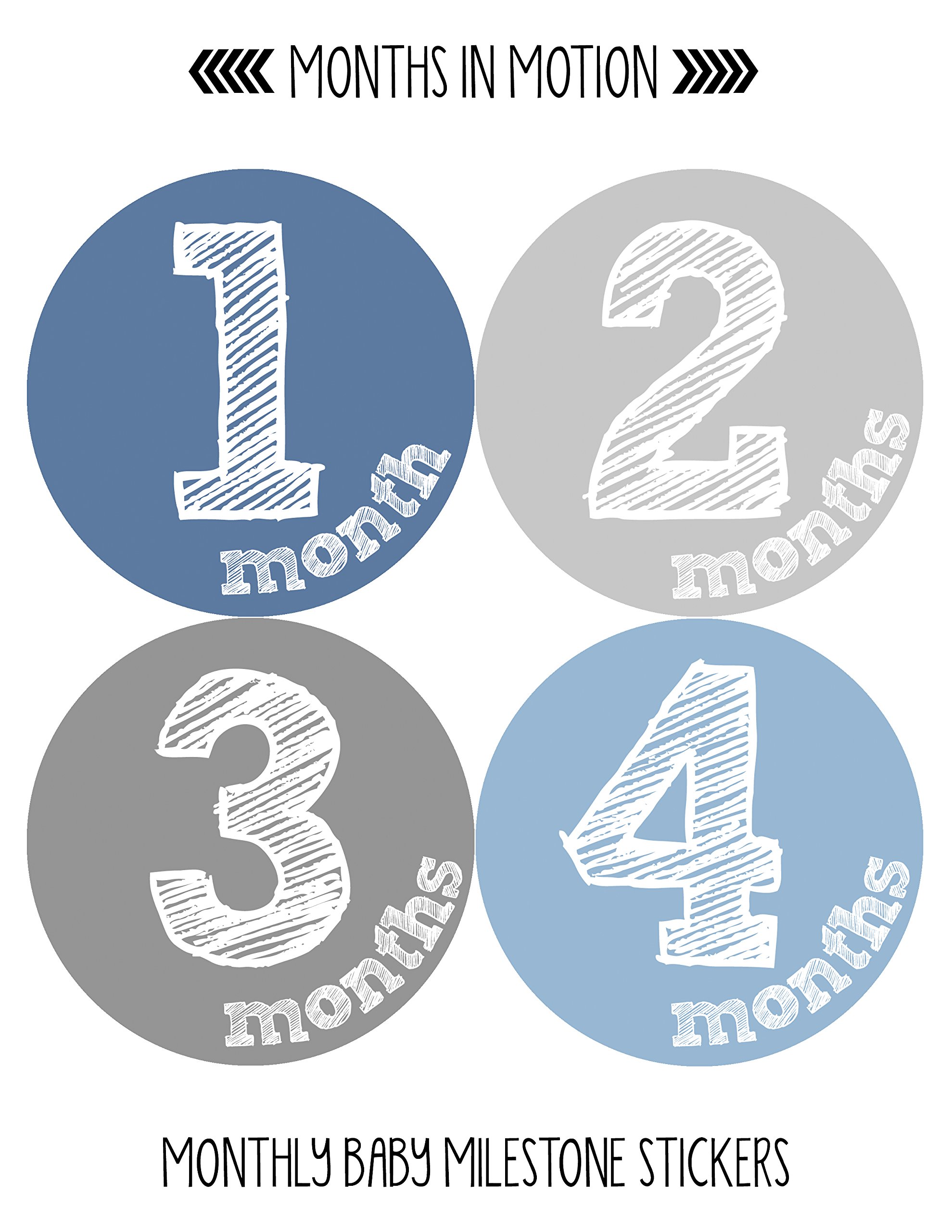 Baby Monthly Milestone Stickers for Newborn Boys - Set of 20 Adhesive Photo Props - Perfect for Capturing First Year Memories, Monthly Growth Tracking & Baby Shower Gifts